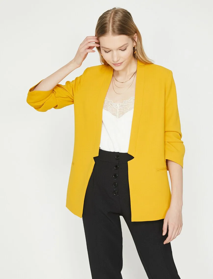 10627 Mustard Collarless Jacket