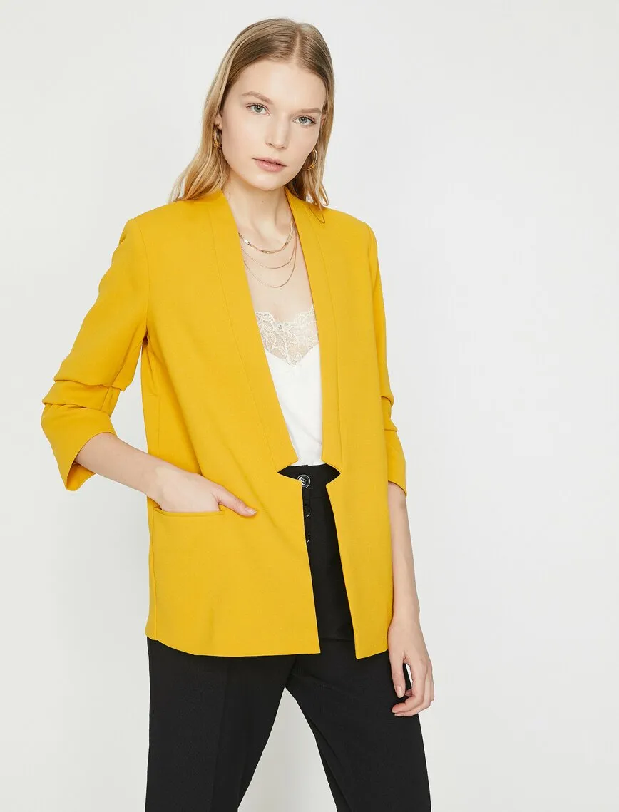 10627 Mustard Collarless Jacket