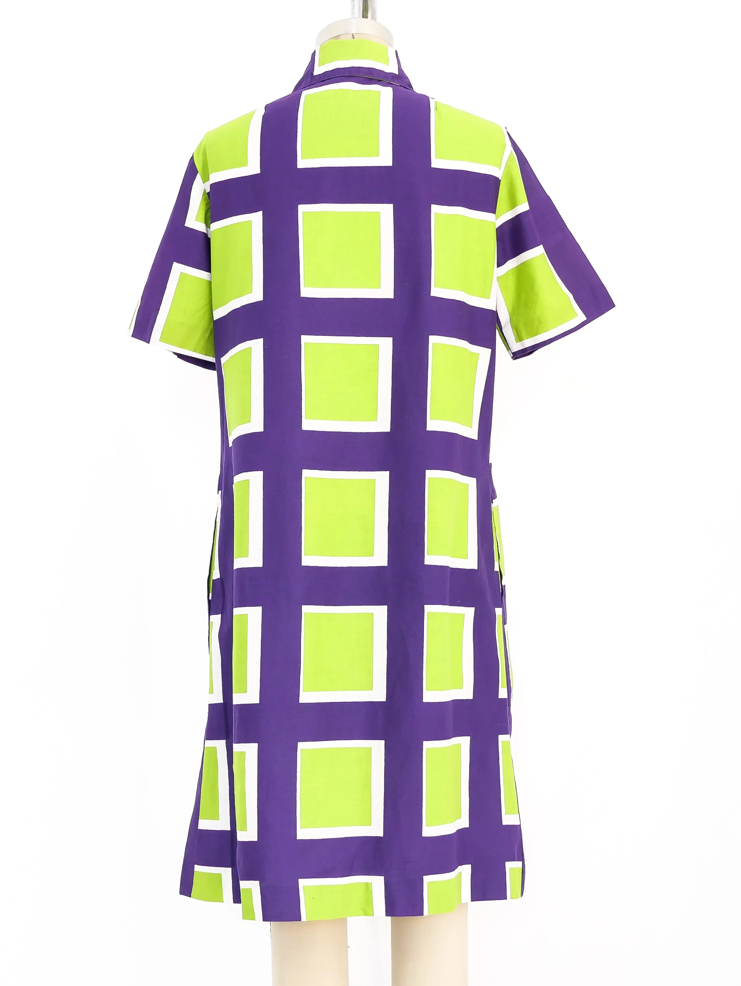1971 Marimekko Geometric Printed Shirt Dress