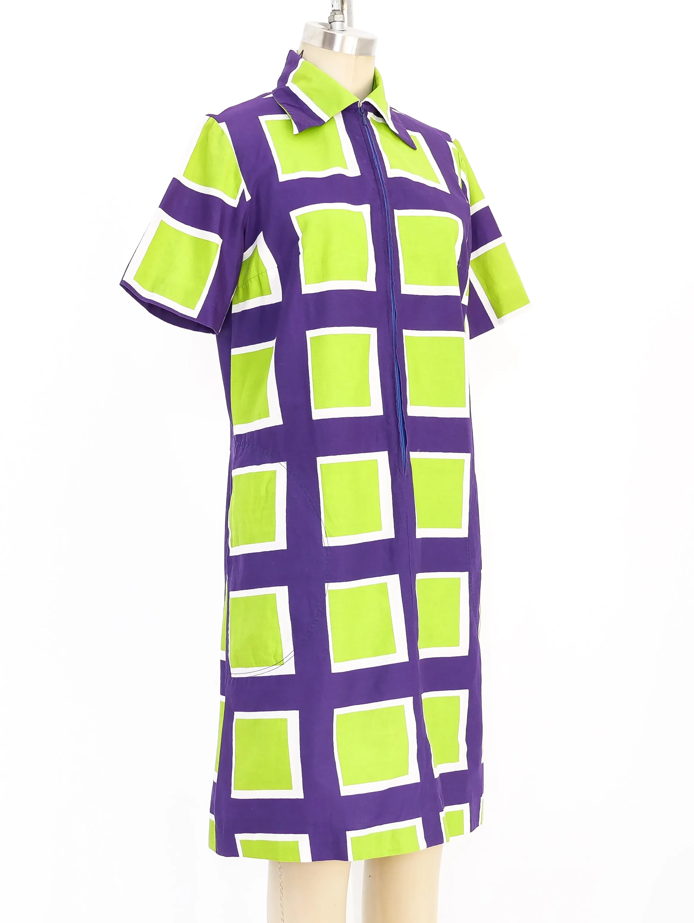 1971 Marimekko Geometric Printed Shirt Dress