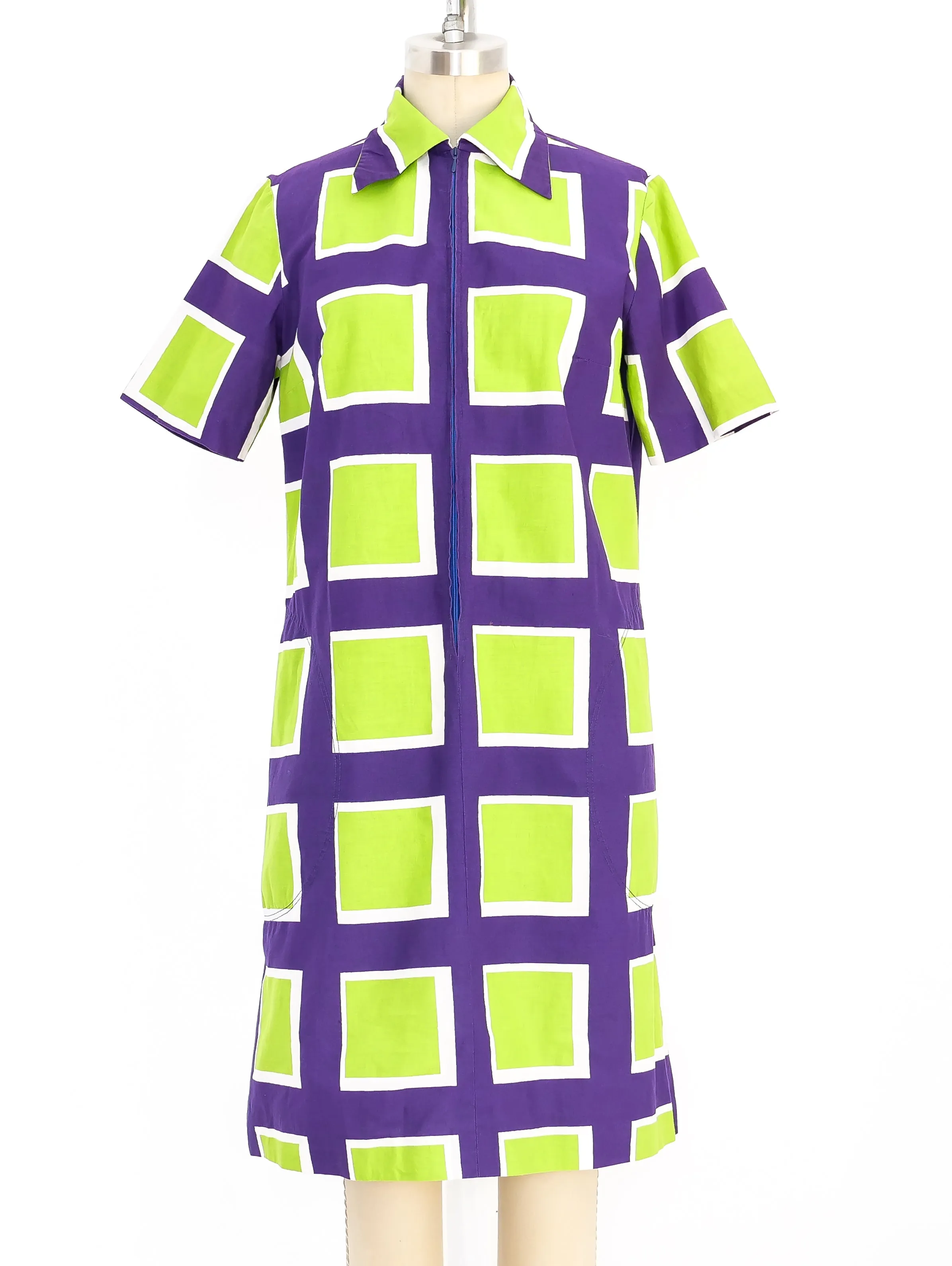1971 Marimekko Geometric Printed Shirt Dress