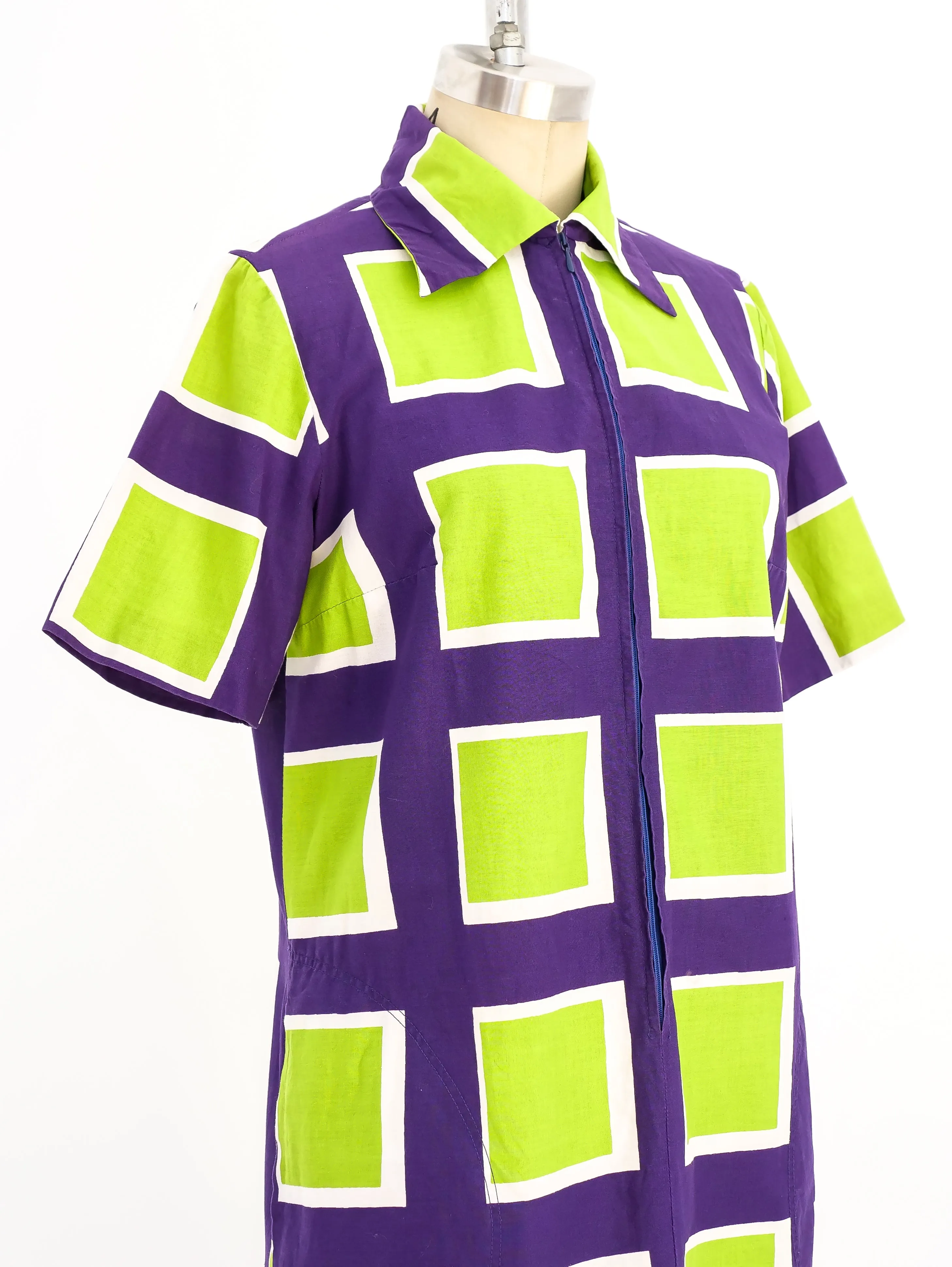 1971 Marimekko Geometric Printed Shirt Dress