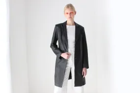 90s Longline Leather Button Up Coat