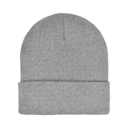ACRYLIC KNIT SUPER STRETCH CUFF HAT-GREY