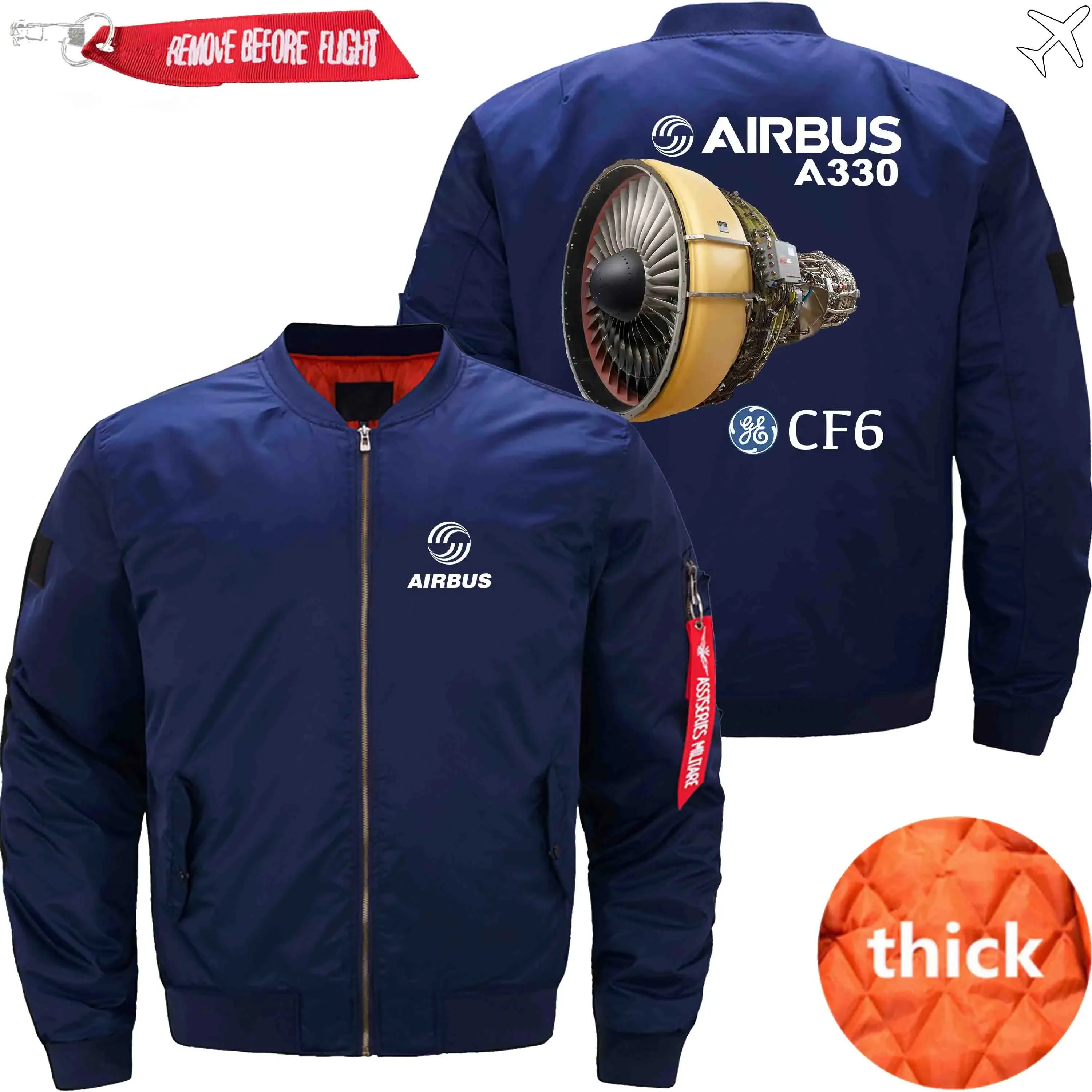 AIRBUS A330 CF6 ENGINES GE AVIATION BOMBER FLIGHT AVIATOR JACKET