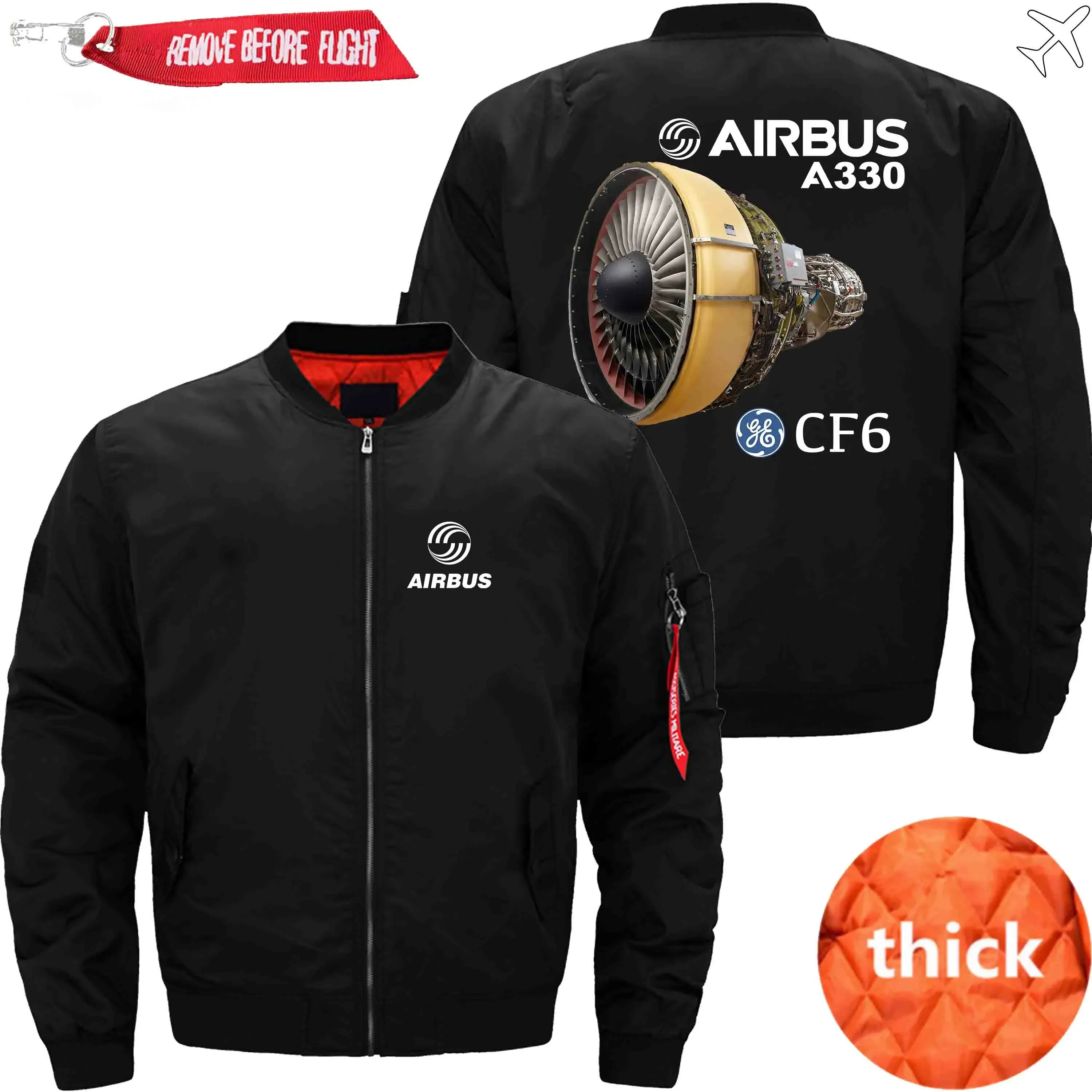 AIRBUS A330 CF6 ENGINES GE AVIATION BOMBER FLIGHT AVIATOR JACKET