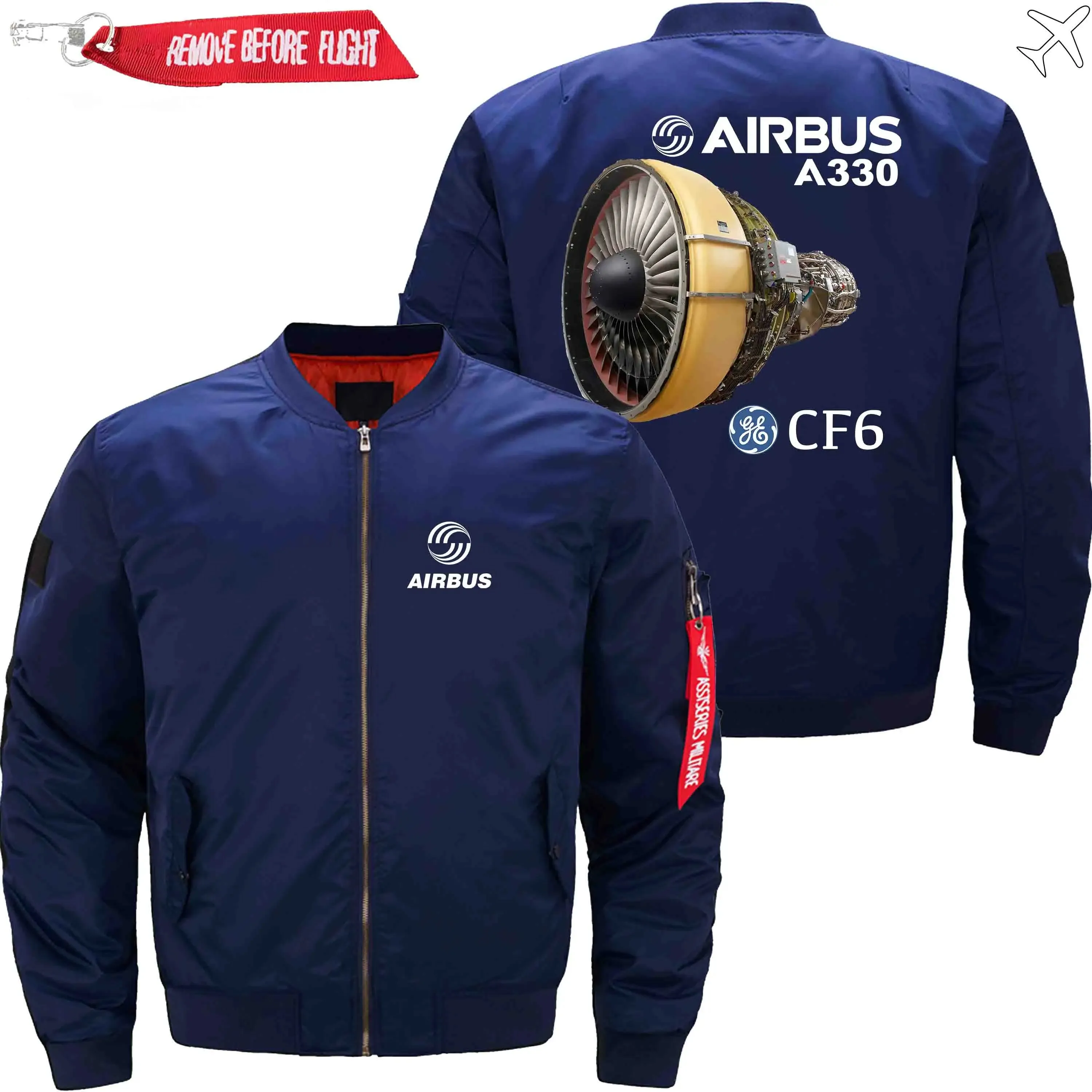 AIRBUS A330 CF6 ENGINES GE AVIATION BOMBER FLIGHT AVIATOR JACKET