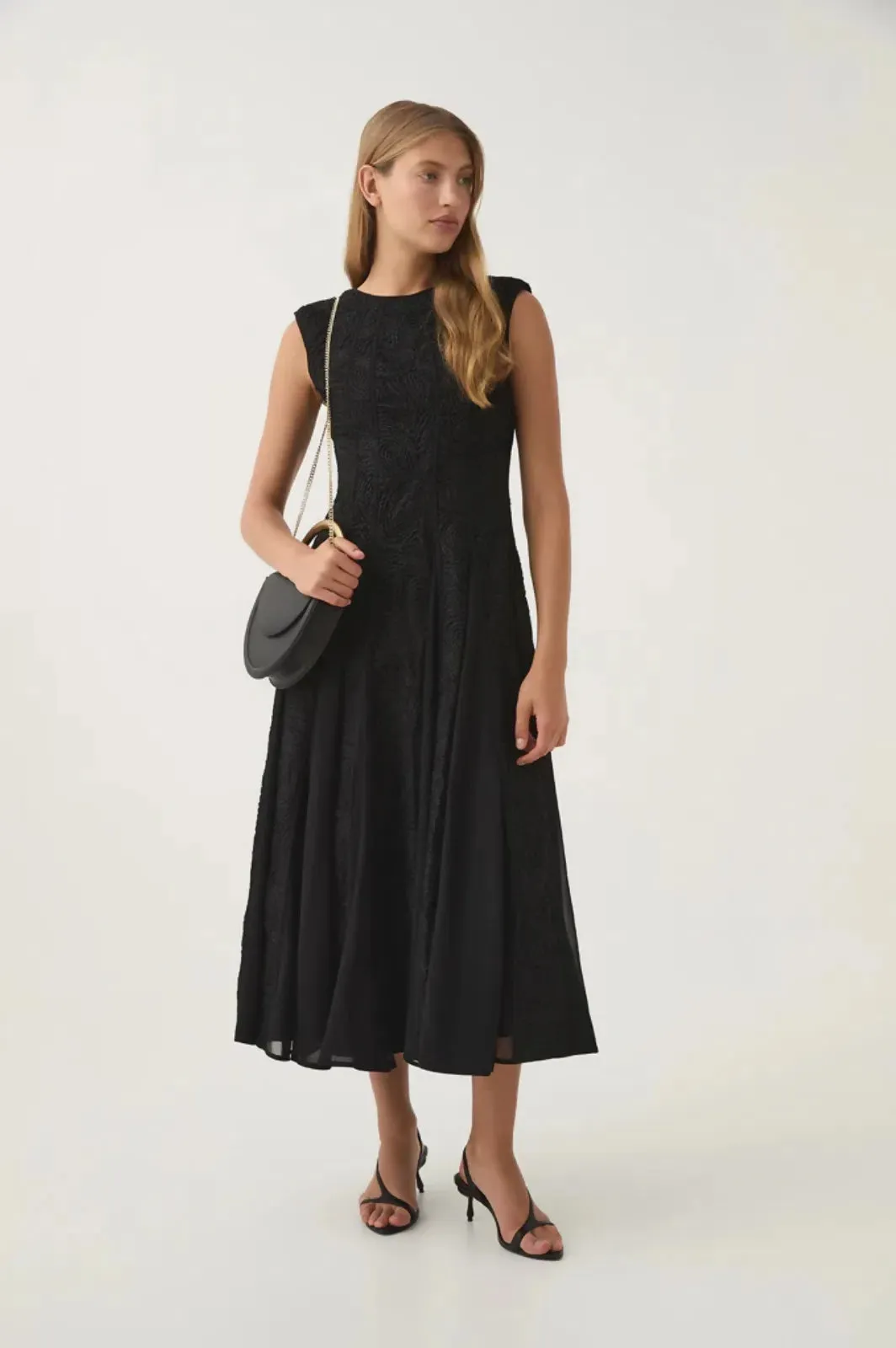 Aje Soleil Lace Midi Dress Black Size 12