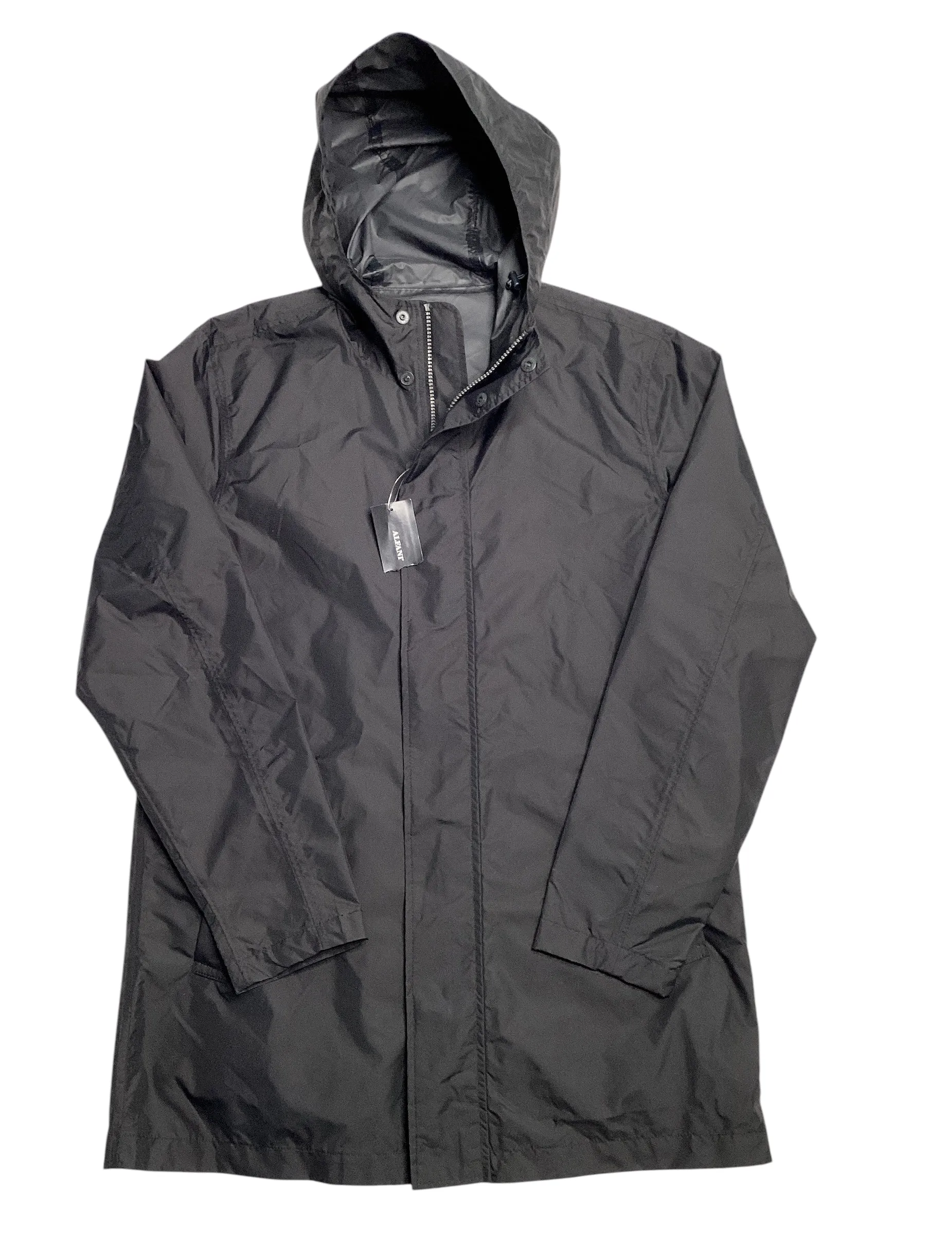 Alfani Mens Packable Hooded Rain Coat Black Small