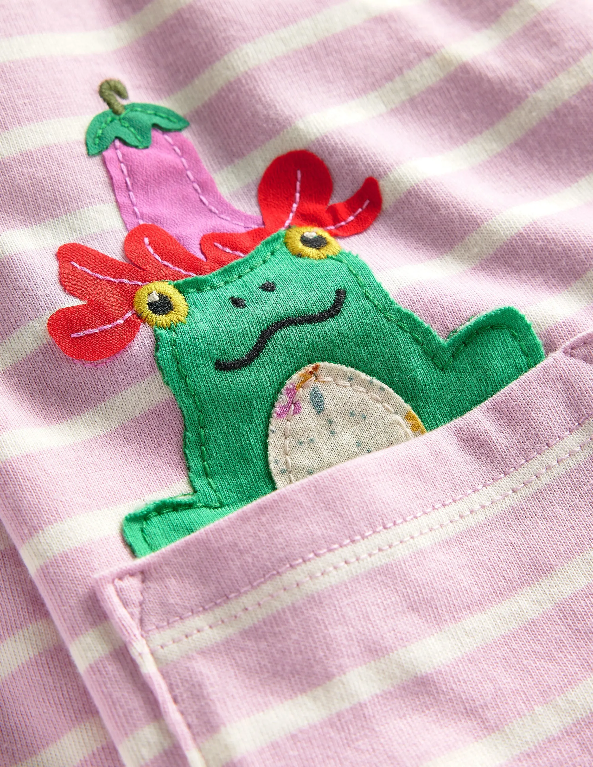 Appliqué Jersey Tunic-Sugared Almond Pink/Ivory