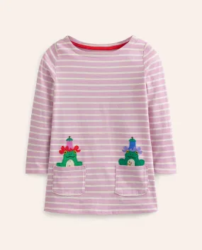 Appliqué Jersey Tunic-Sugared Almond Pink/Ivory