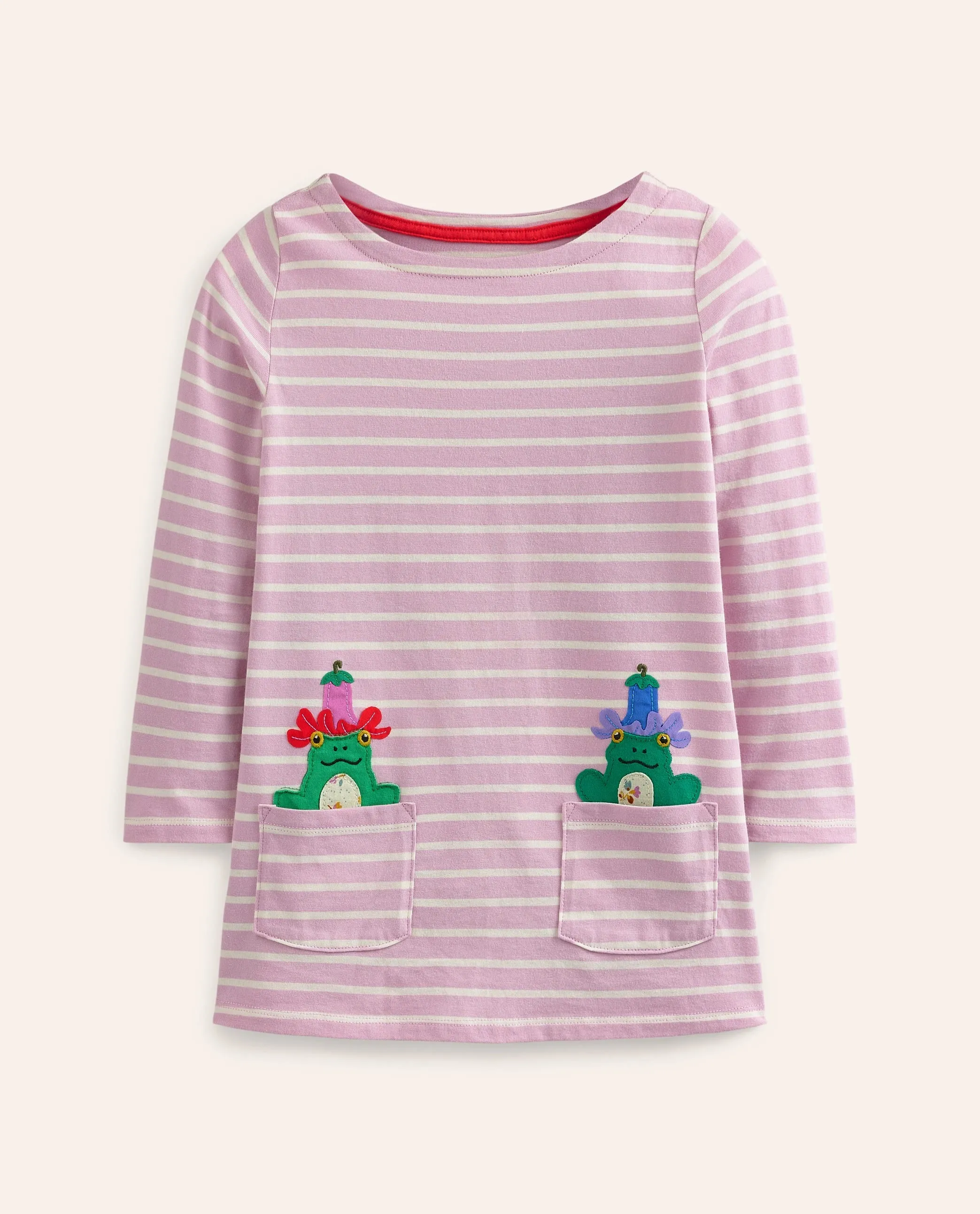 Appliqué Jersey Tunic-Sugared Almond Pink/Ivory