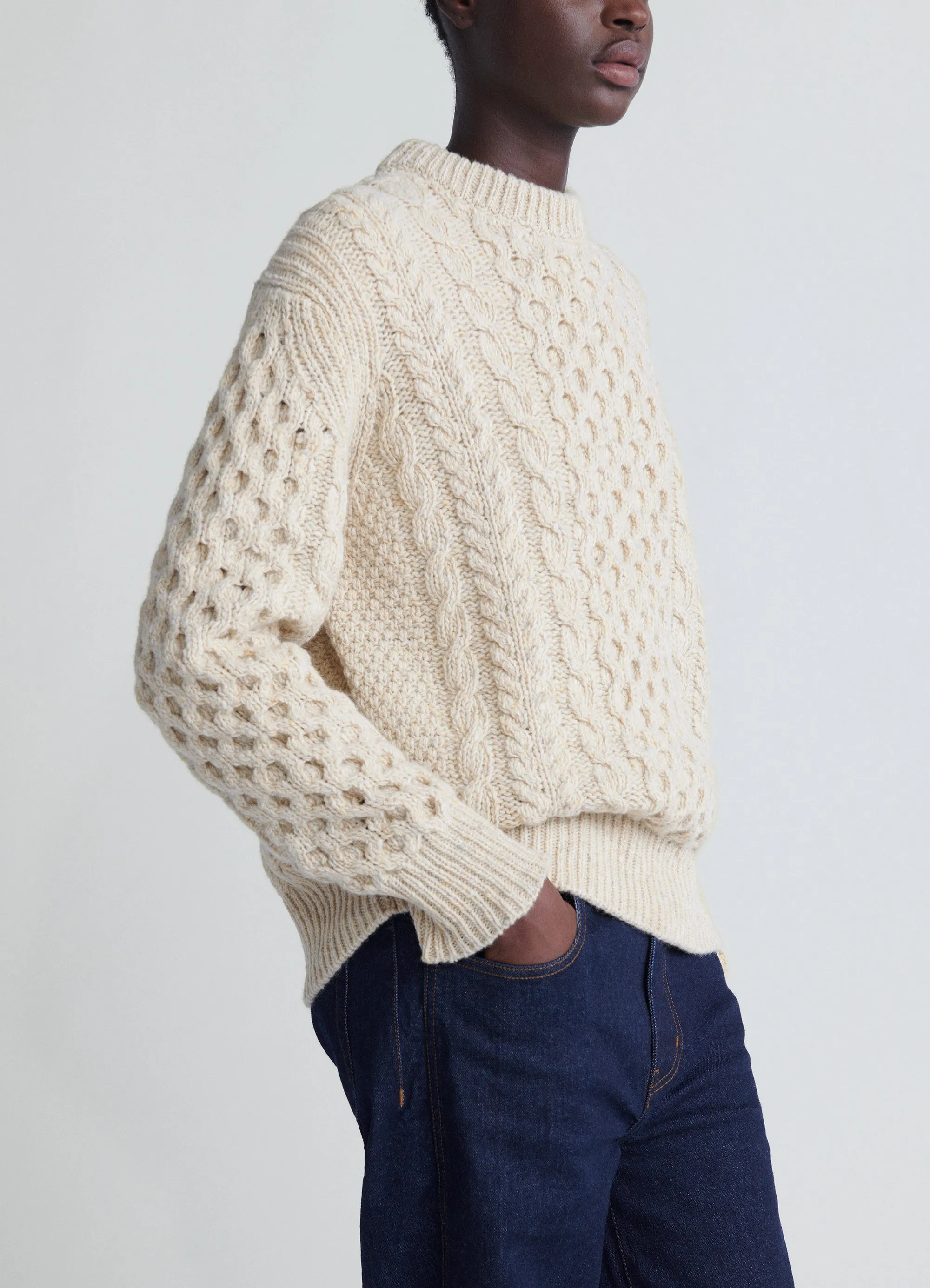 Arla Donegal Aran Crewneck in Swilly
