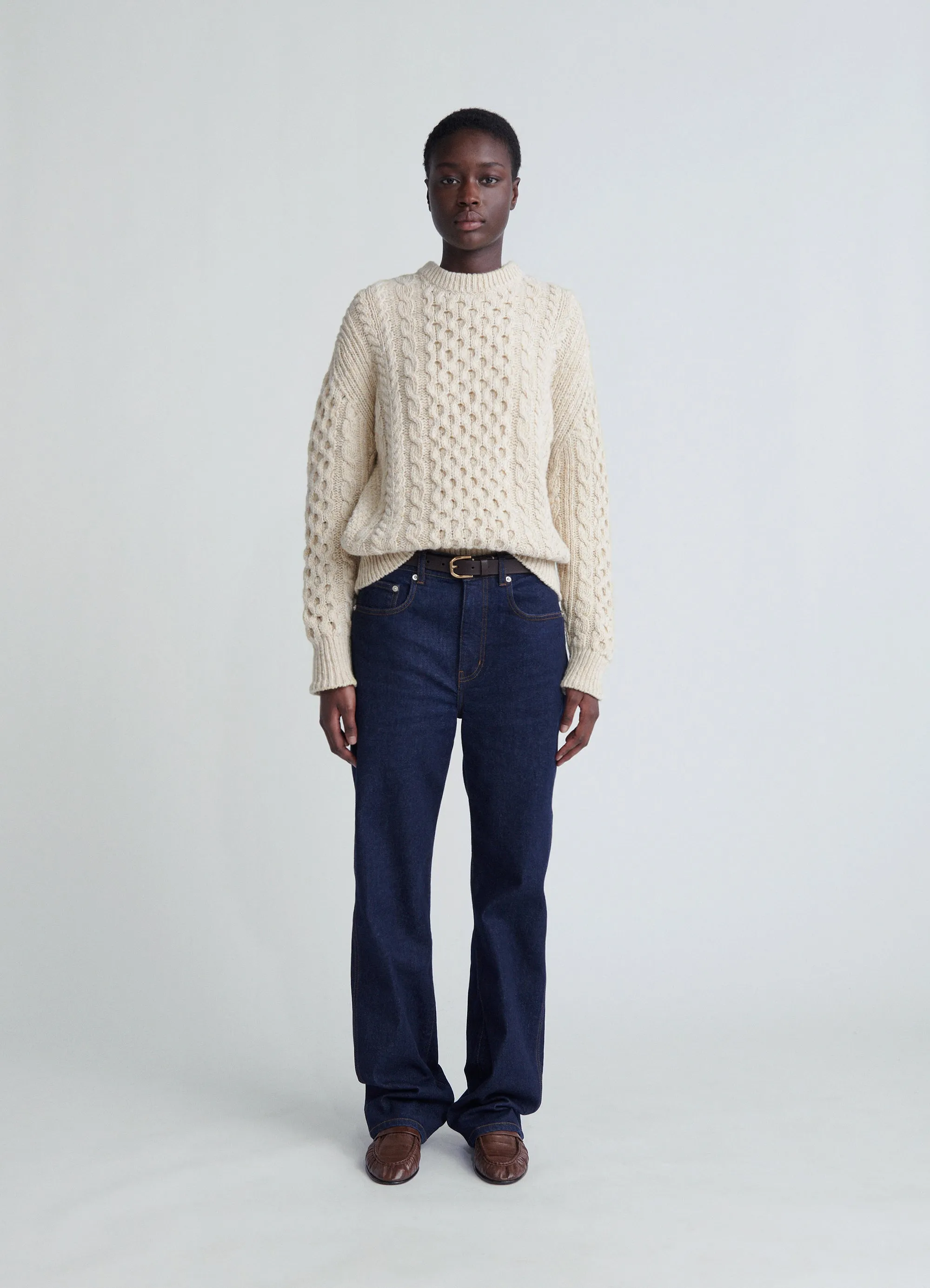 Arla Donegal Aran Crewneck in Swilly