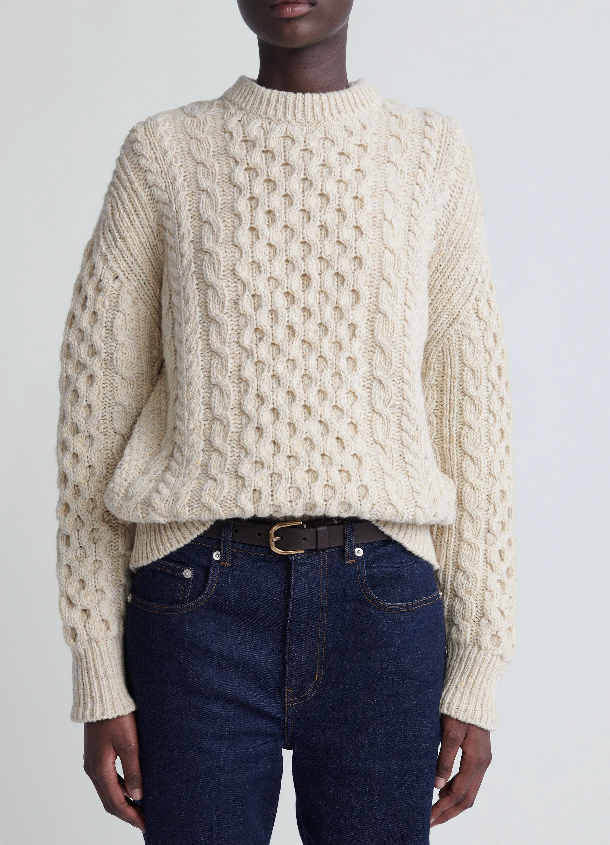 Arla Donegal Aran Crewneck in Swilly