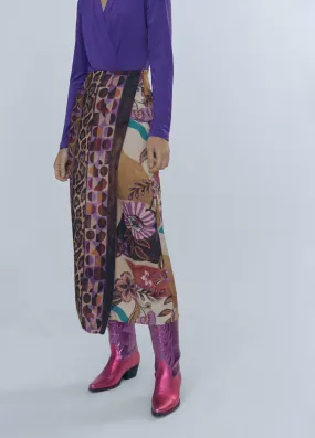 Asymmetric printed skirt