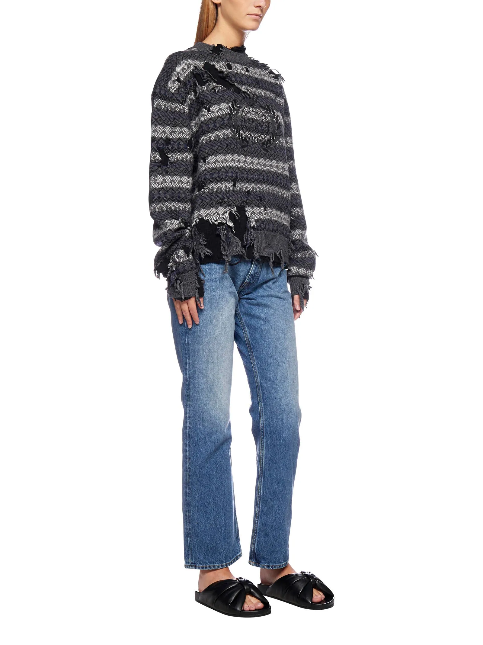 Balenciaga Destroyed Crewneck Knit Jumper