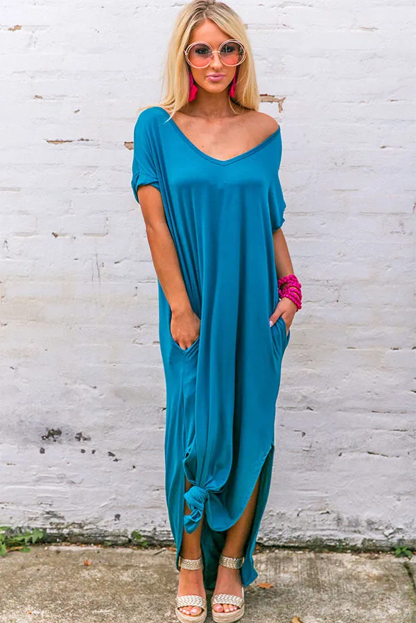 Beachy Keen T-Shirt Maxi in Teal