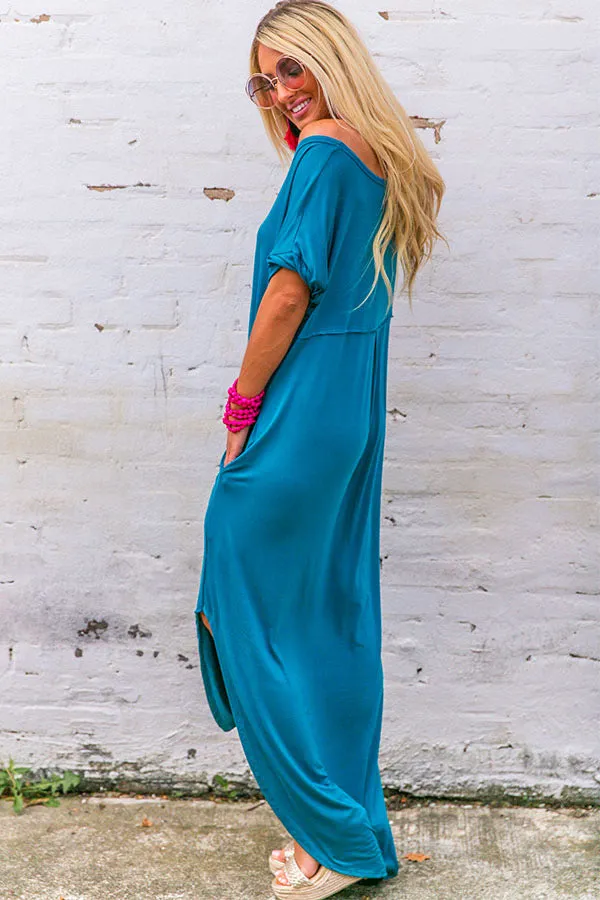Beachy Keen T-Shirt Maxi in Teal