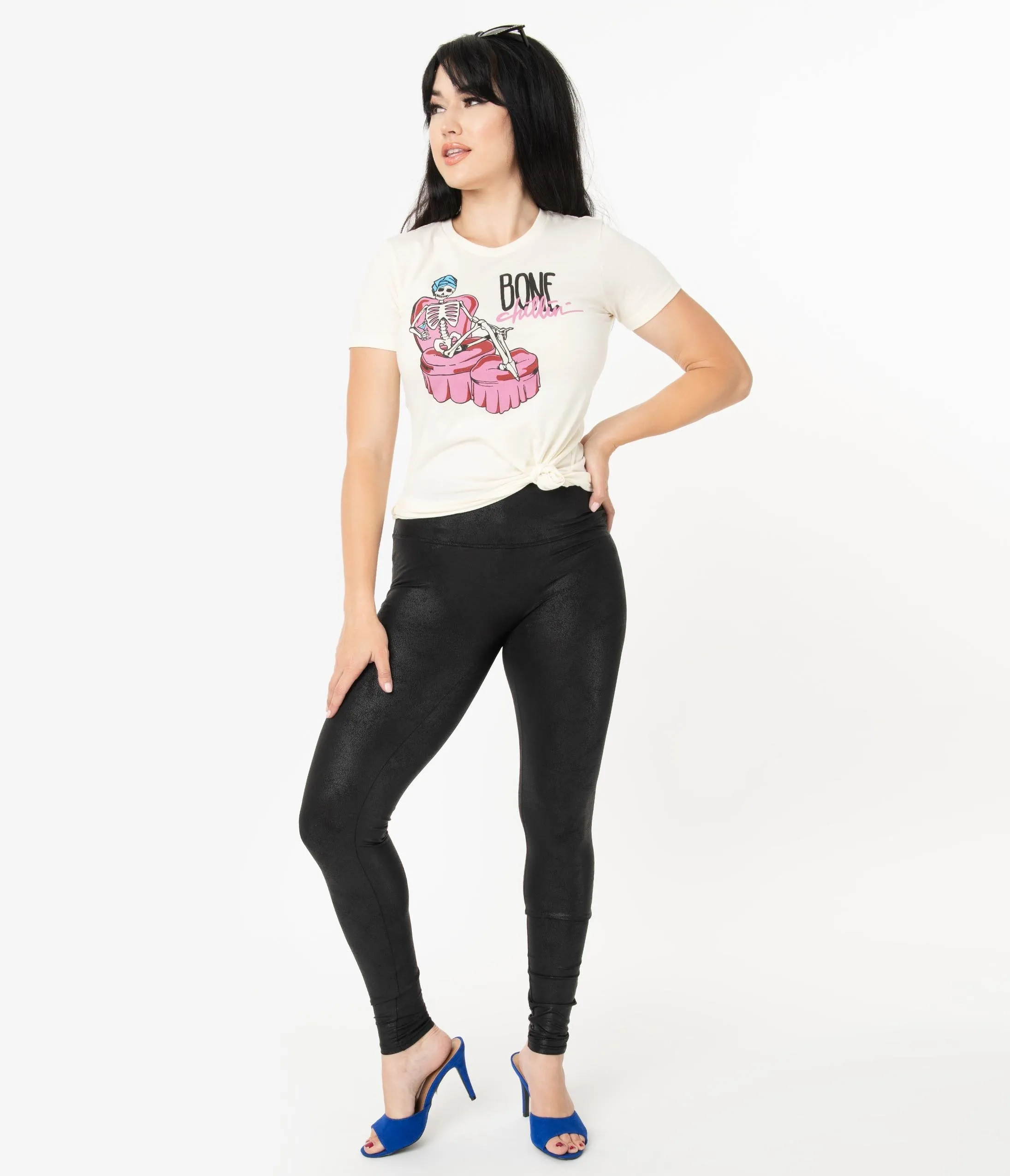 Black Matte Leatherette High Waist Leggings