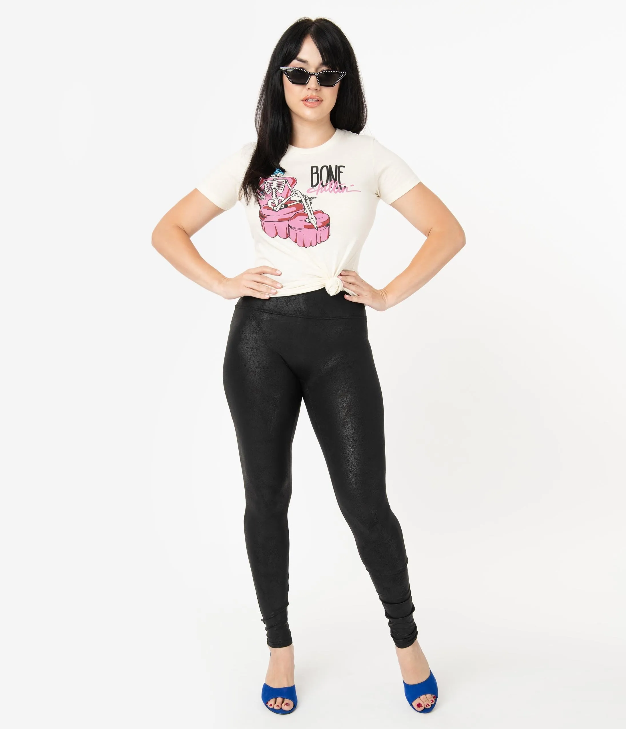 Black Matte Leatherette High Waist Leggings