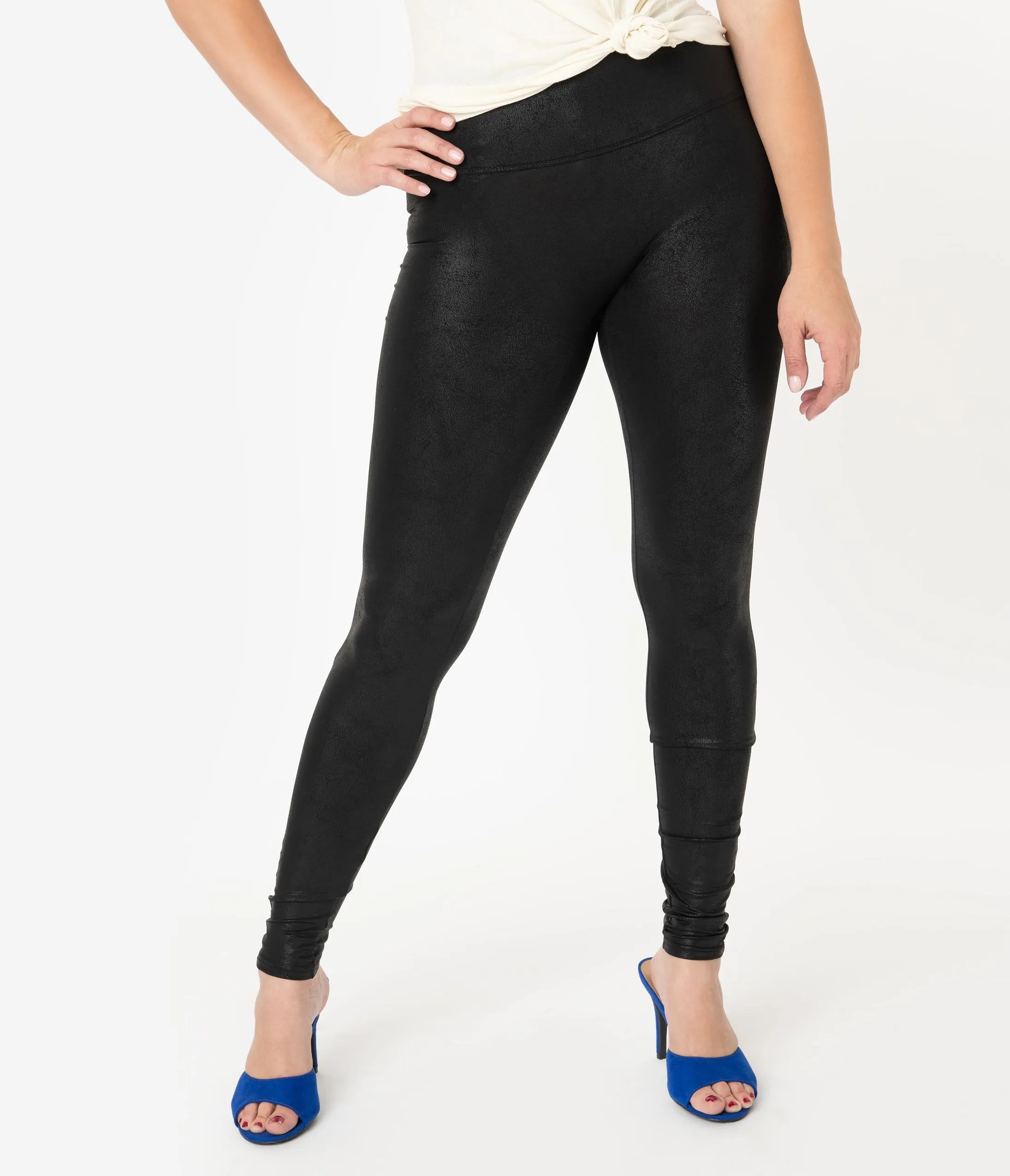 Black Matte Leatherette High Waist Leggings