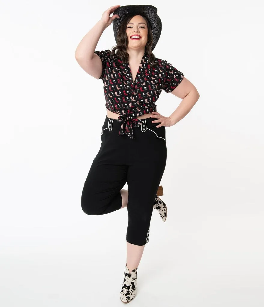 Black Western Clementine Capri Pants