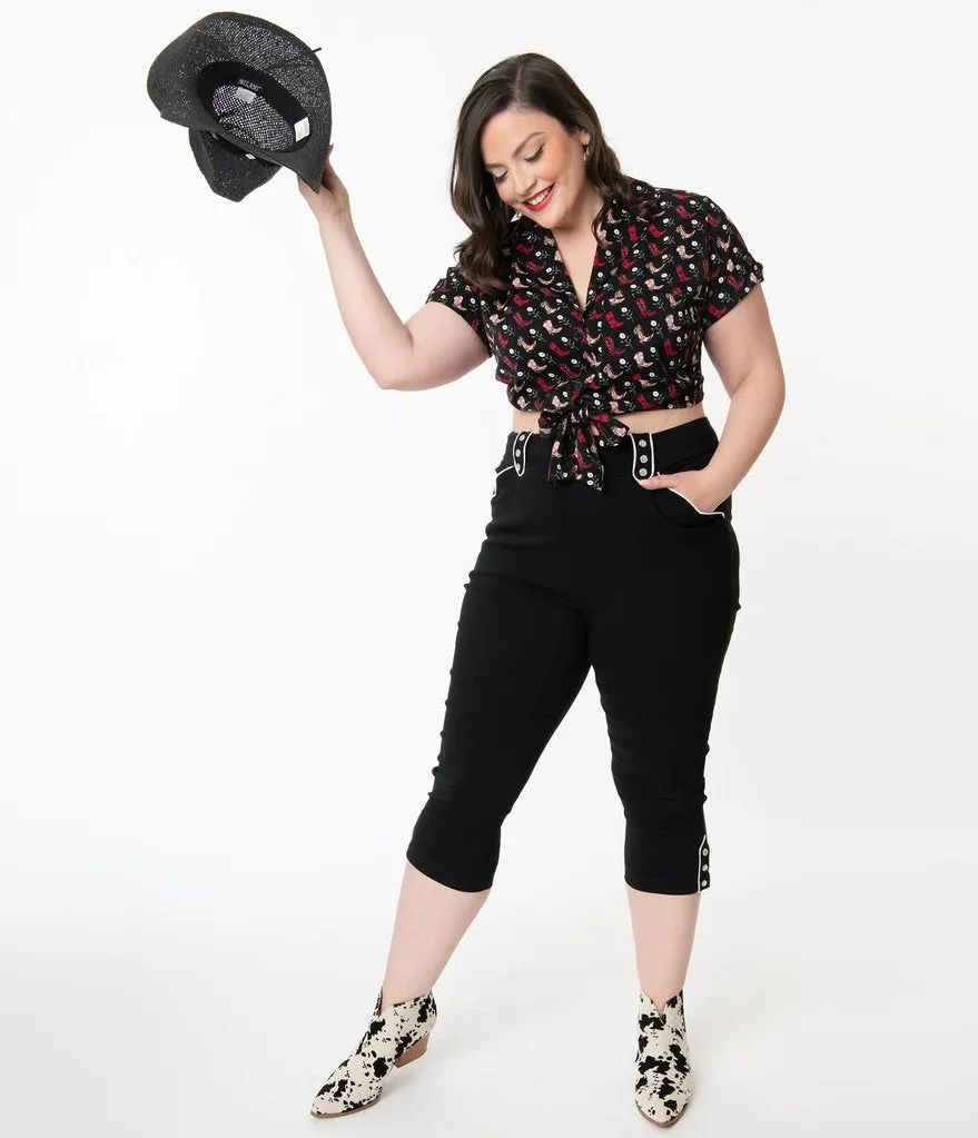 Black Western Clementine Capri Pants