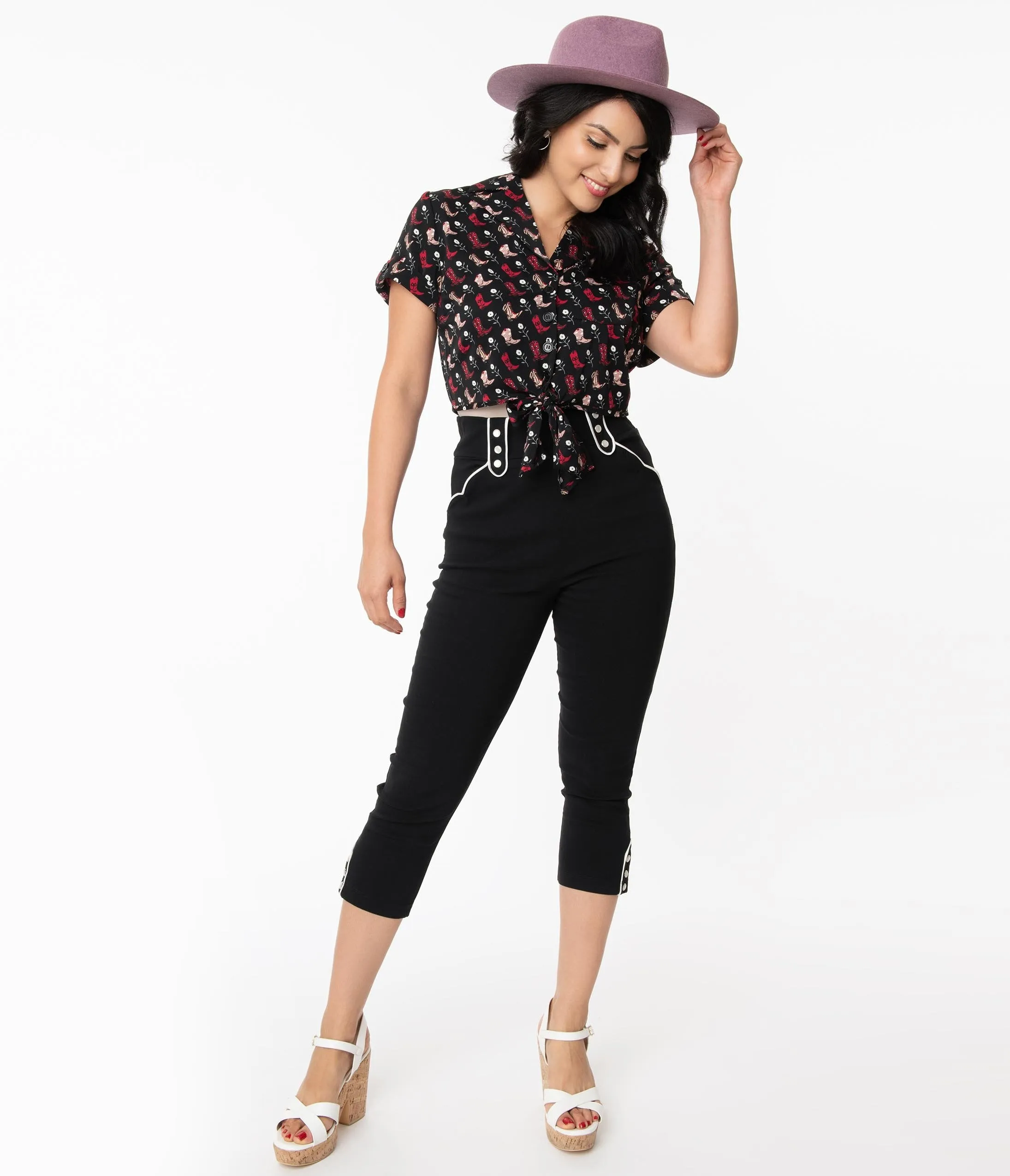 Black Western Clementine Capri Pants