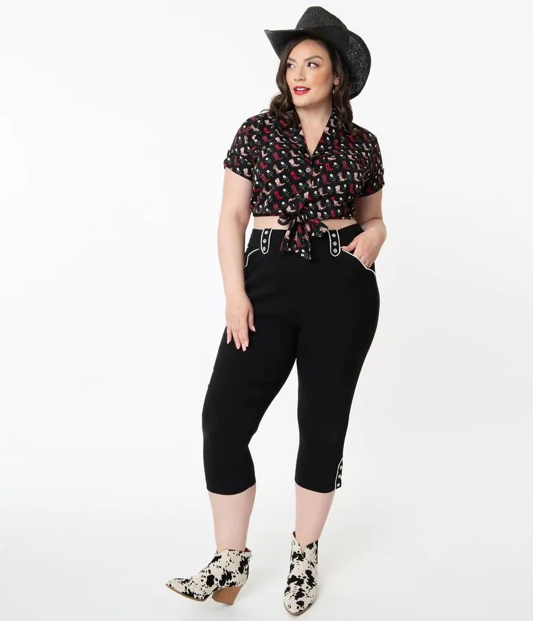 Black Western Clementine Capri Pants
