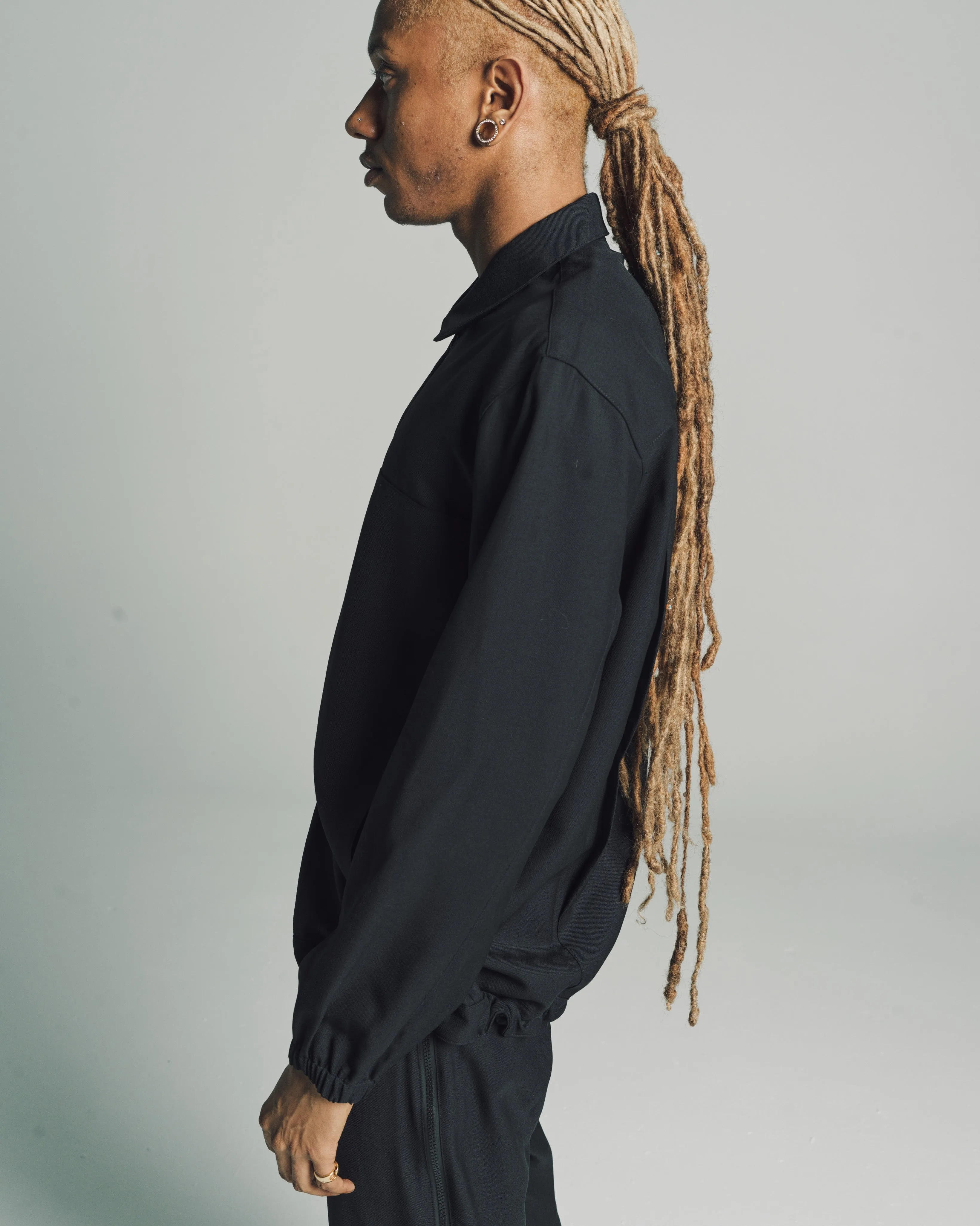 Black Wool Titanus™ Twill Hard Paneled Jacket