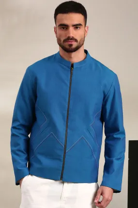 Blue Cotton Bomber Jacket