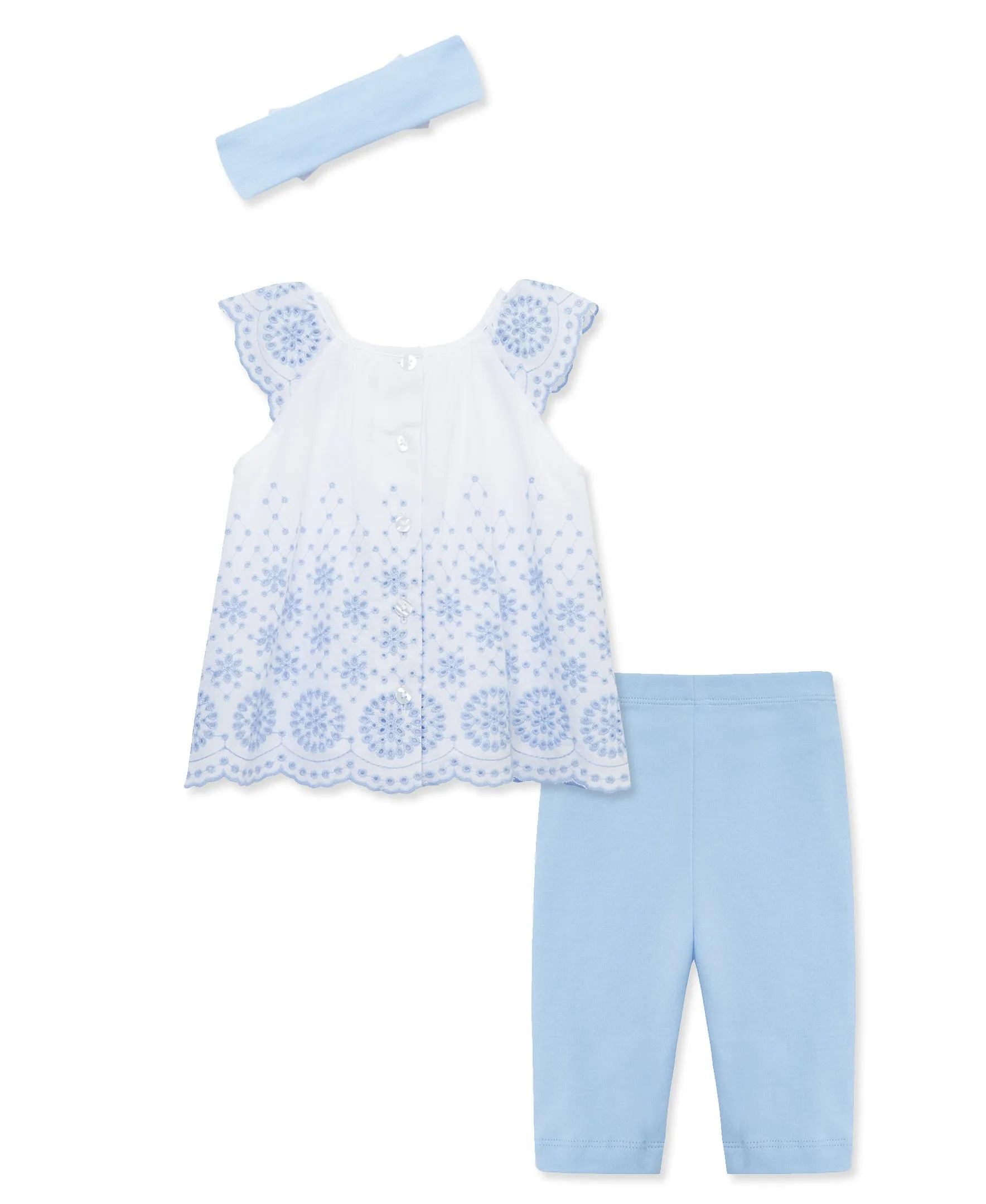 Blue Eyelet Woven Tunic Set (3M-12M)