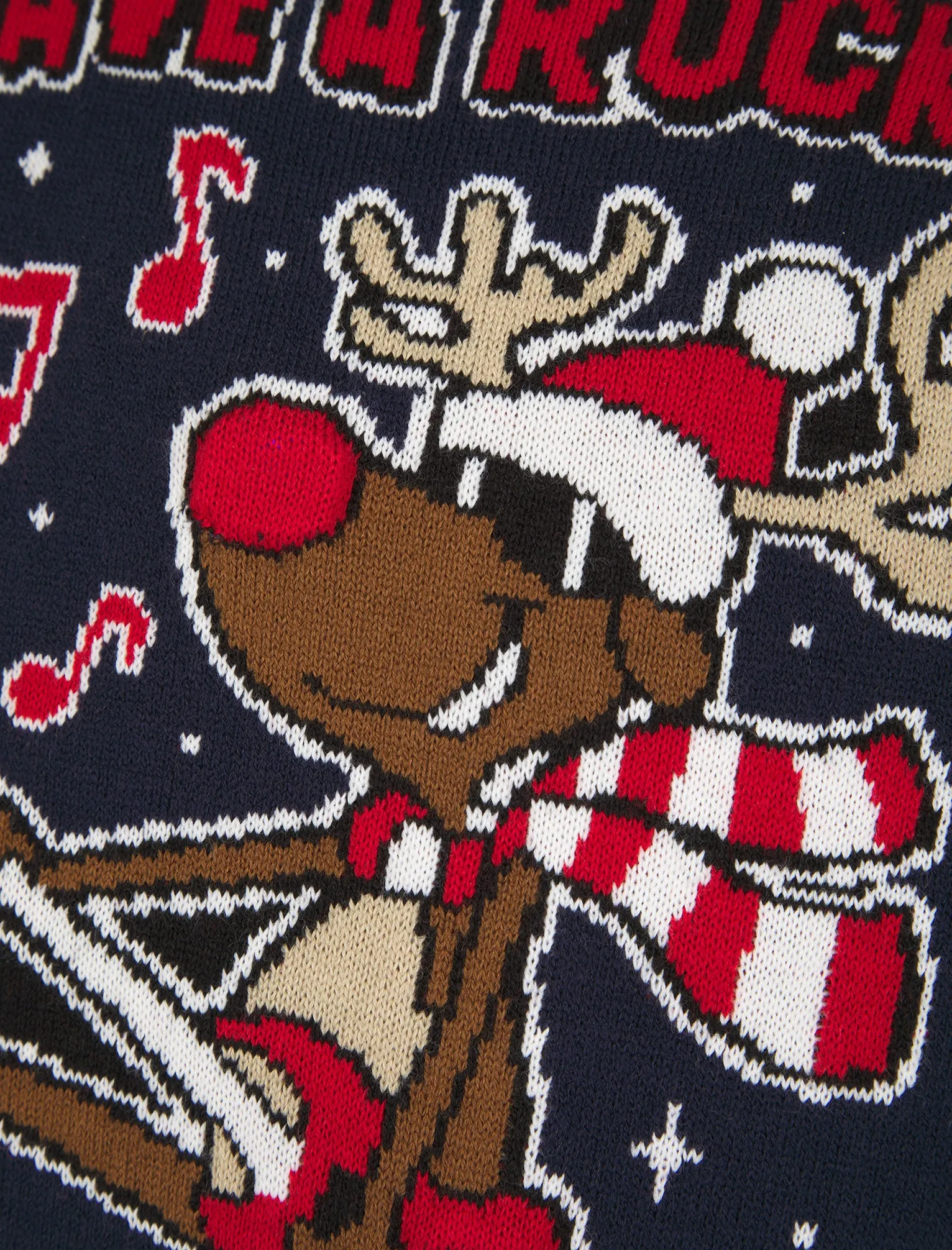 Boy's Rockin Rudolph LED Light Up Novelty Knitted Christmas Jumper in Ink - Merry Christmas Kids (4-12yrs)