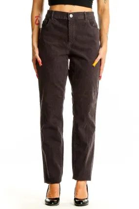 Brown Corduroy Straight-Leg Pants