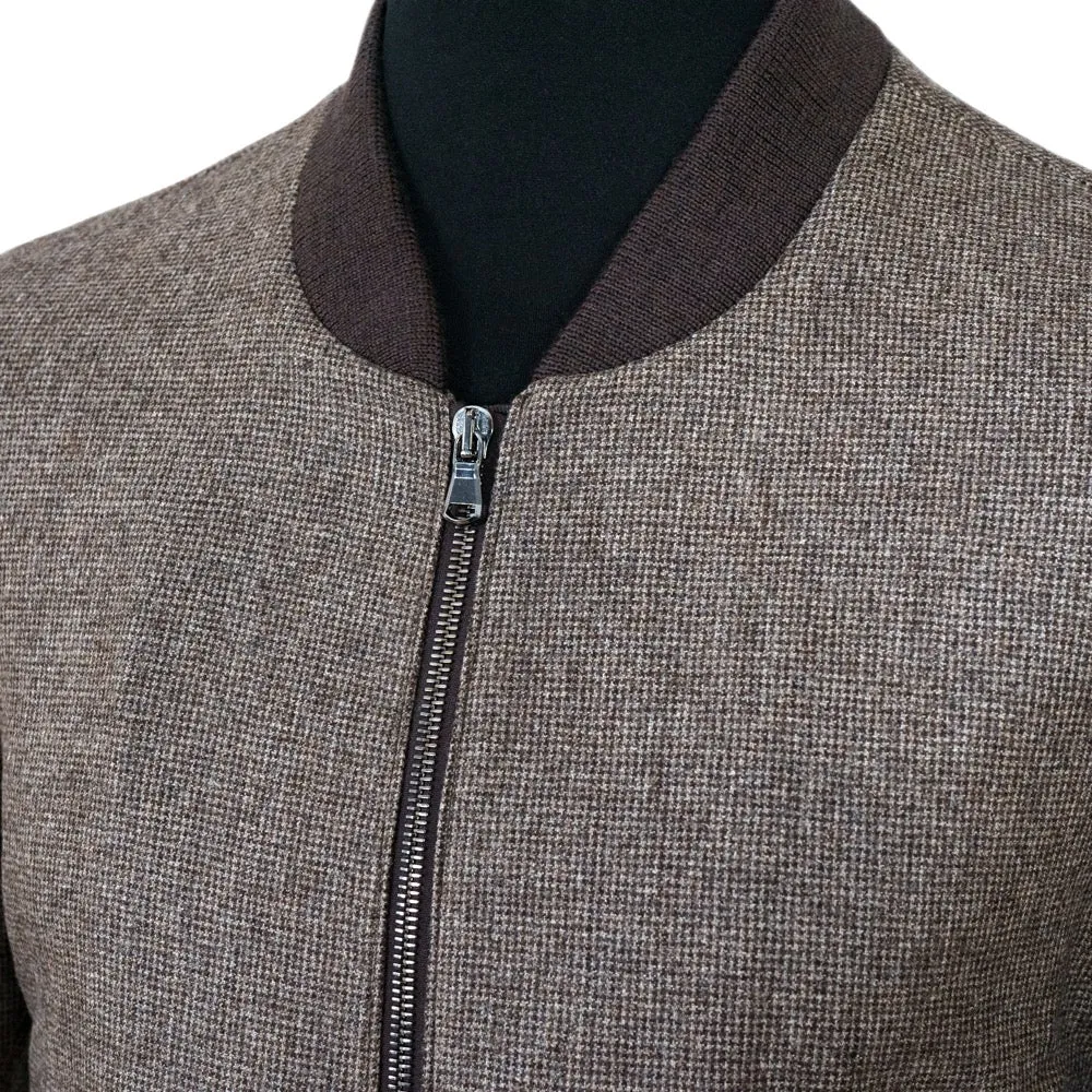 Brown Houndstooth Loro Piana Bomber Jacket