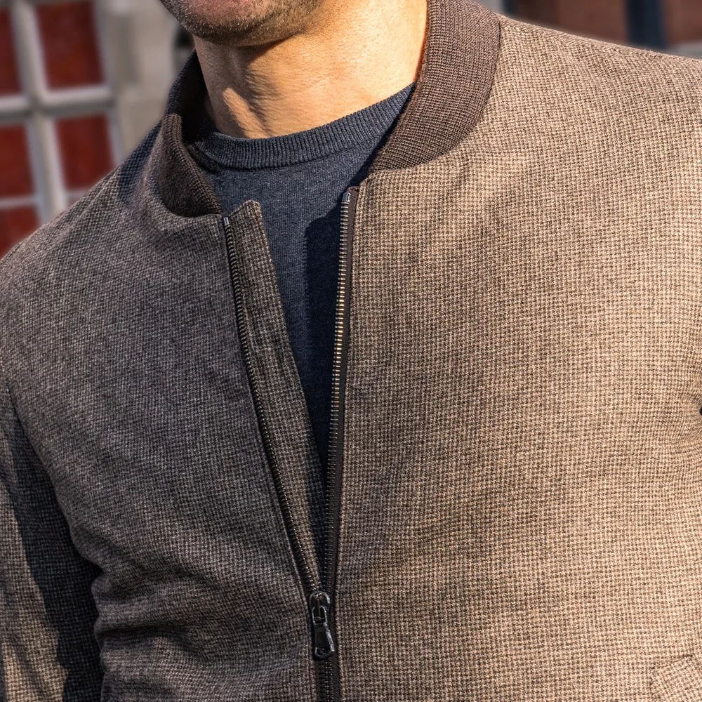 Brown Houndstooth Loro Piana Bomber Jacket
