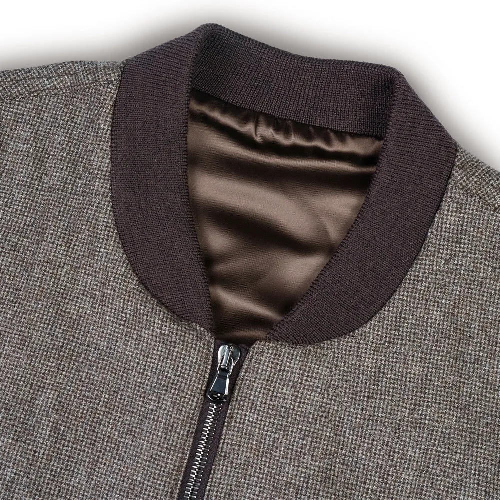 Brown Houndstooth Loro Piana Bomber Jacket
