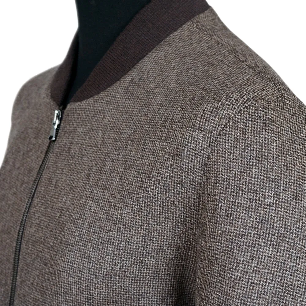 Brown Houndstooth Loro Piana Bomber Jacket