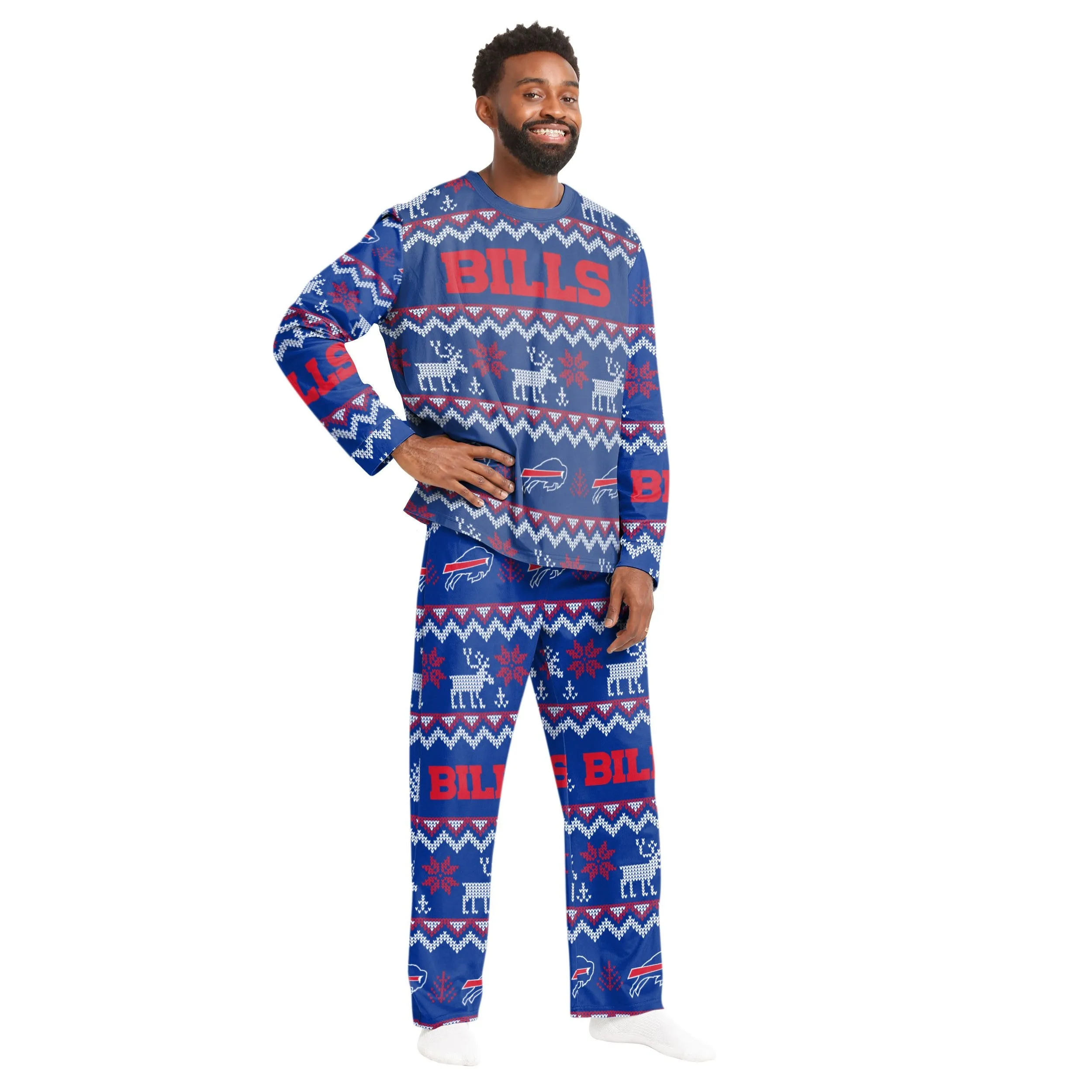 Buffalo Bills NFL Ugly Pattern Family Holiday Pajamas