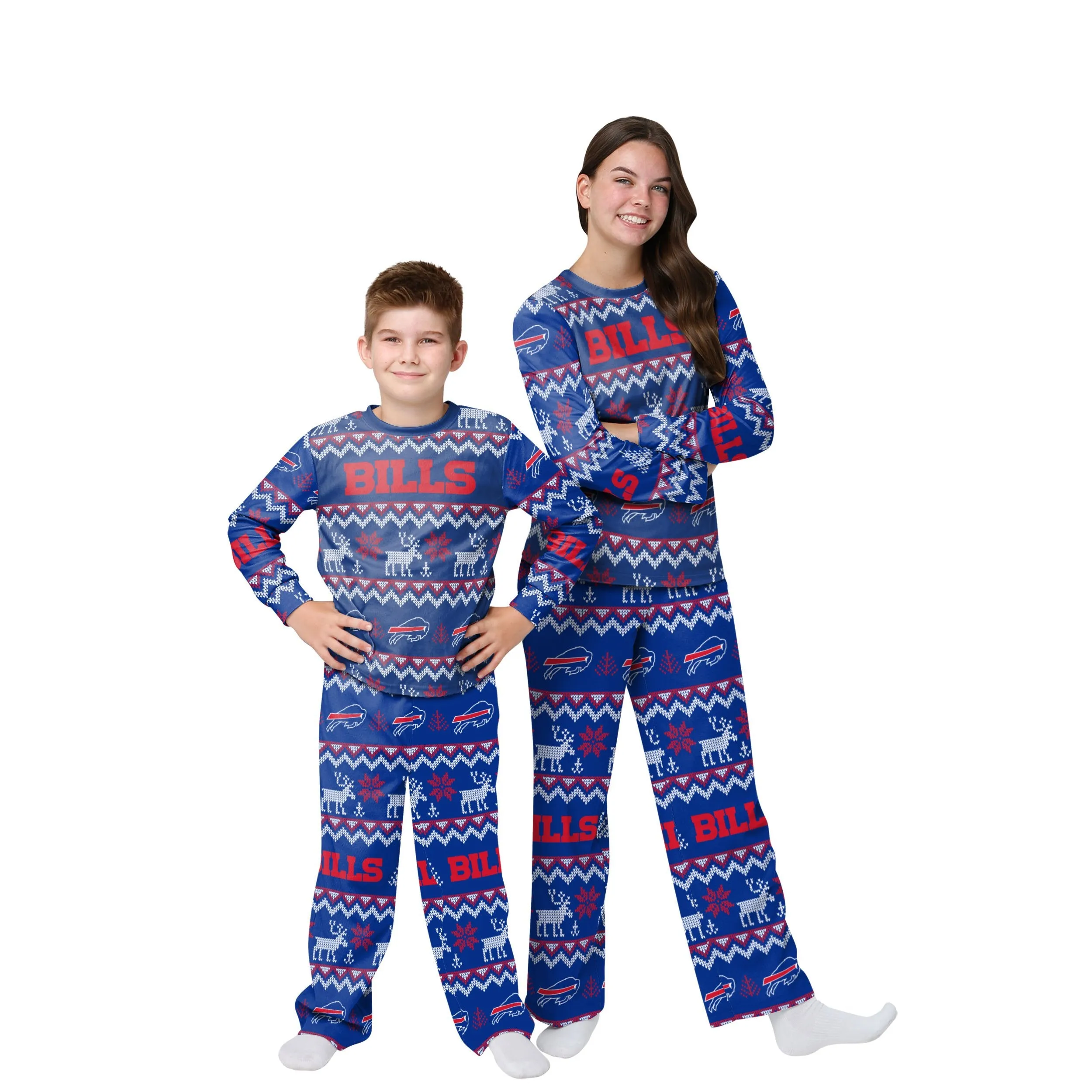 Buffalo Bills NFL Ugly Pattern Family Holiday Pajamas