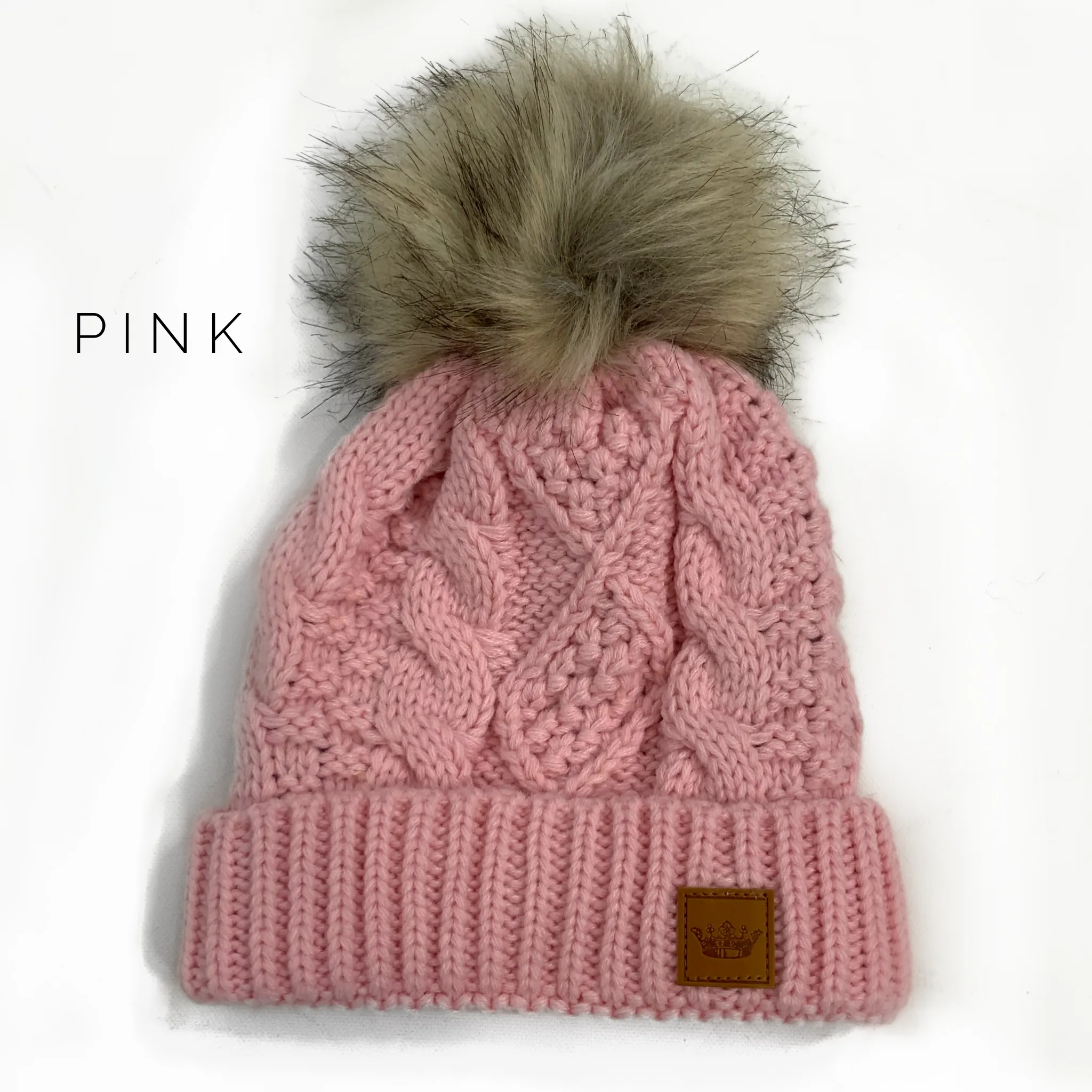 Cable Knit Pom Hat - Kids