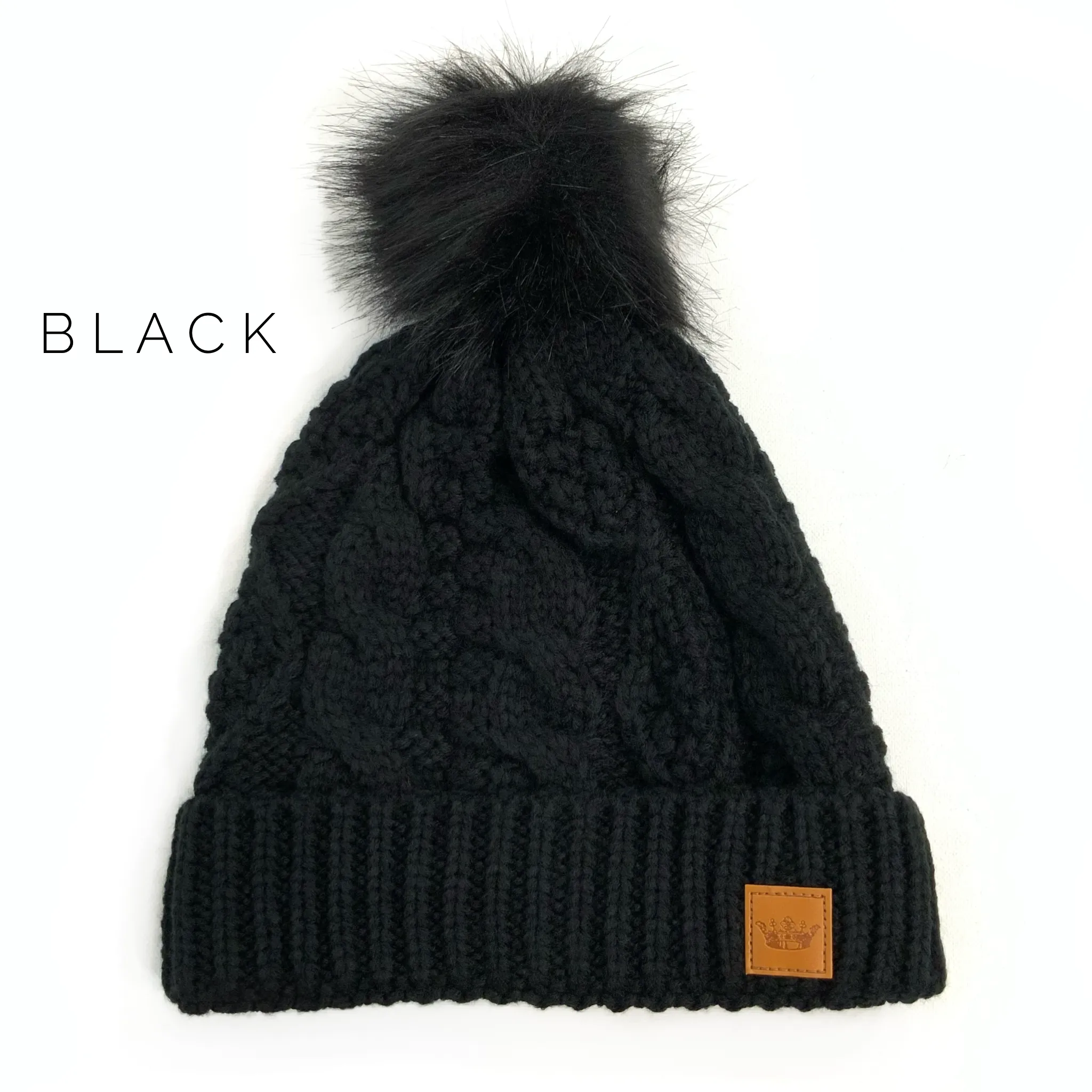 Cable Knit Pom Hat - Kids