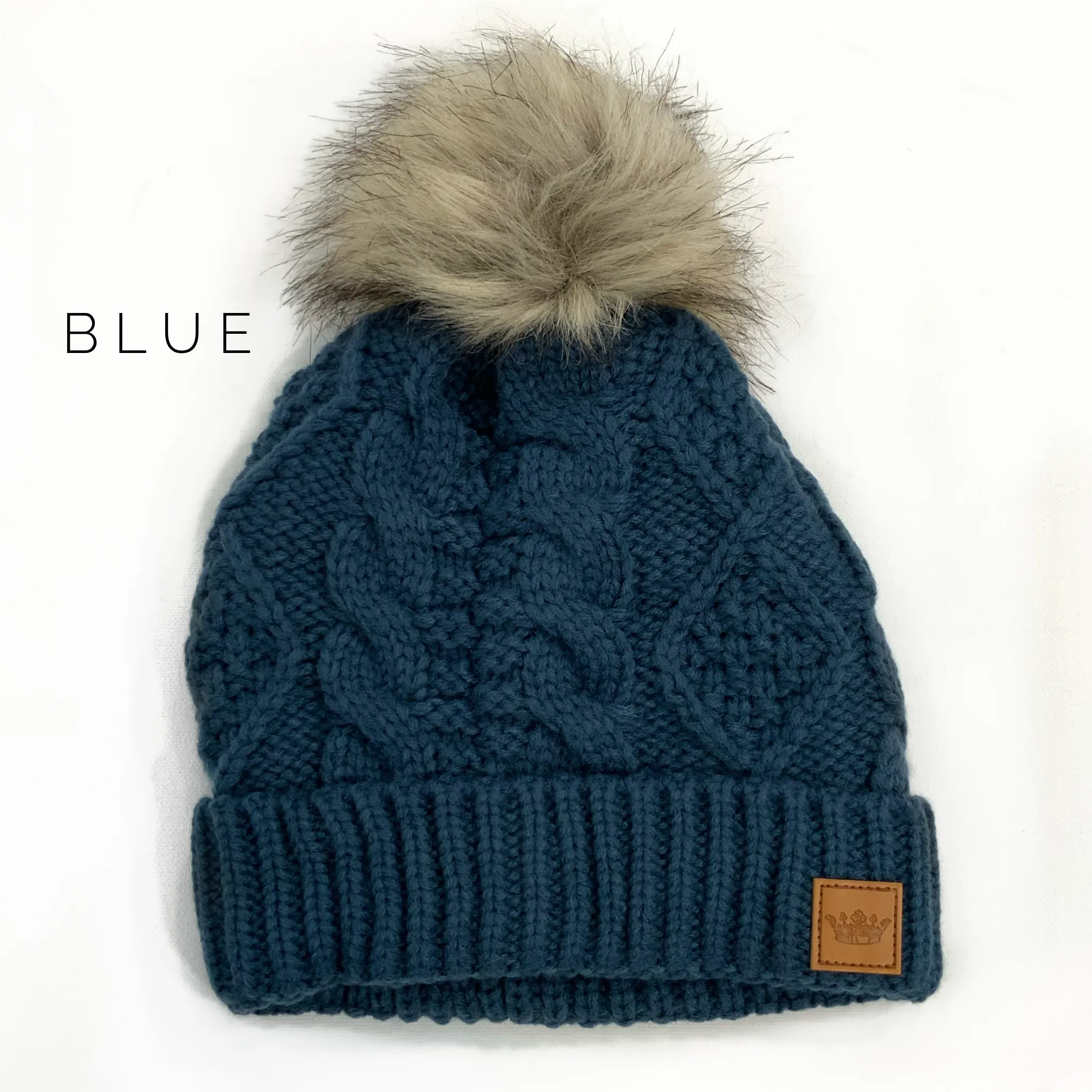 Cable Knit Pom Hat - Kids