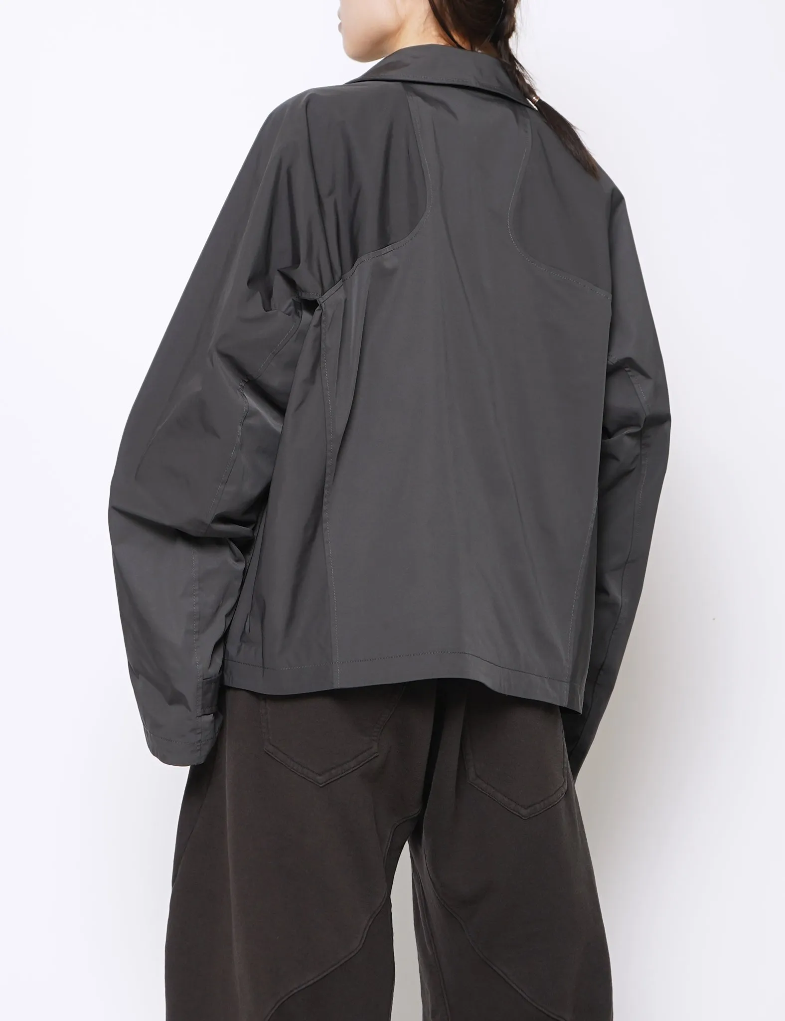 CHARCOAL CROPPED ZIP-UP JACKET
