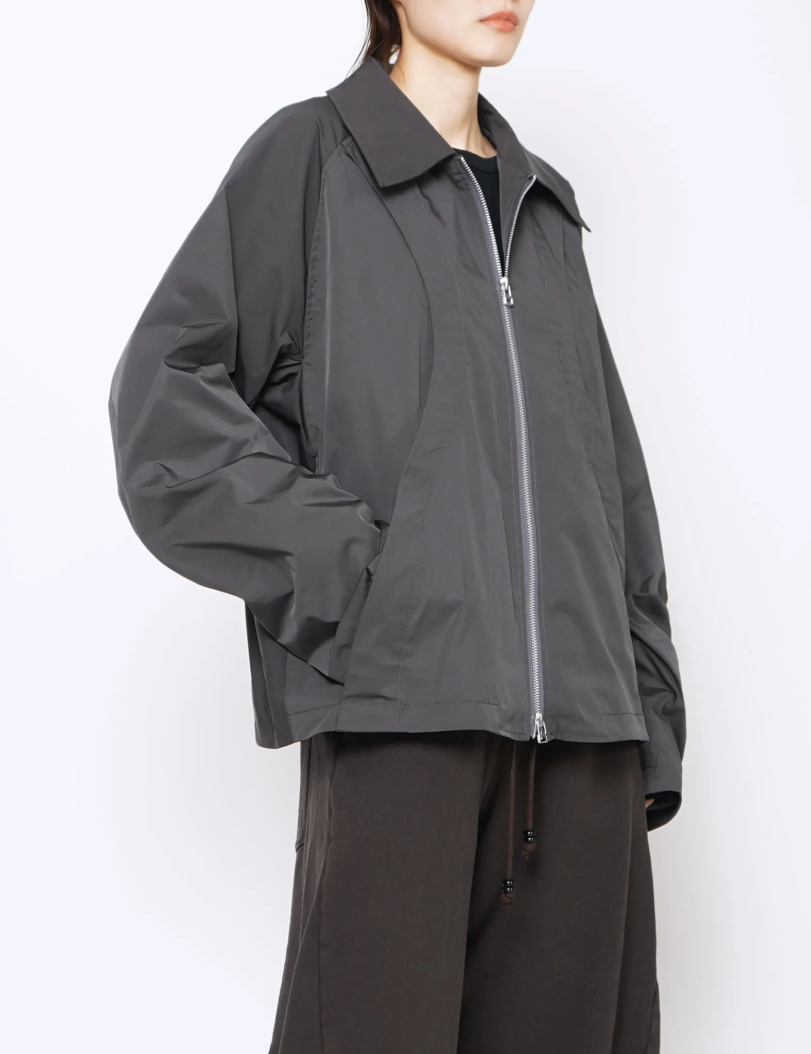 CHARCOAL CROPPED ZIP-UP JACKET