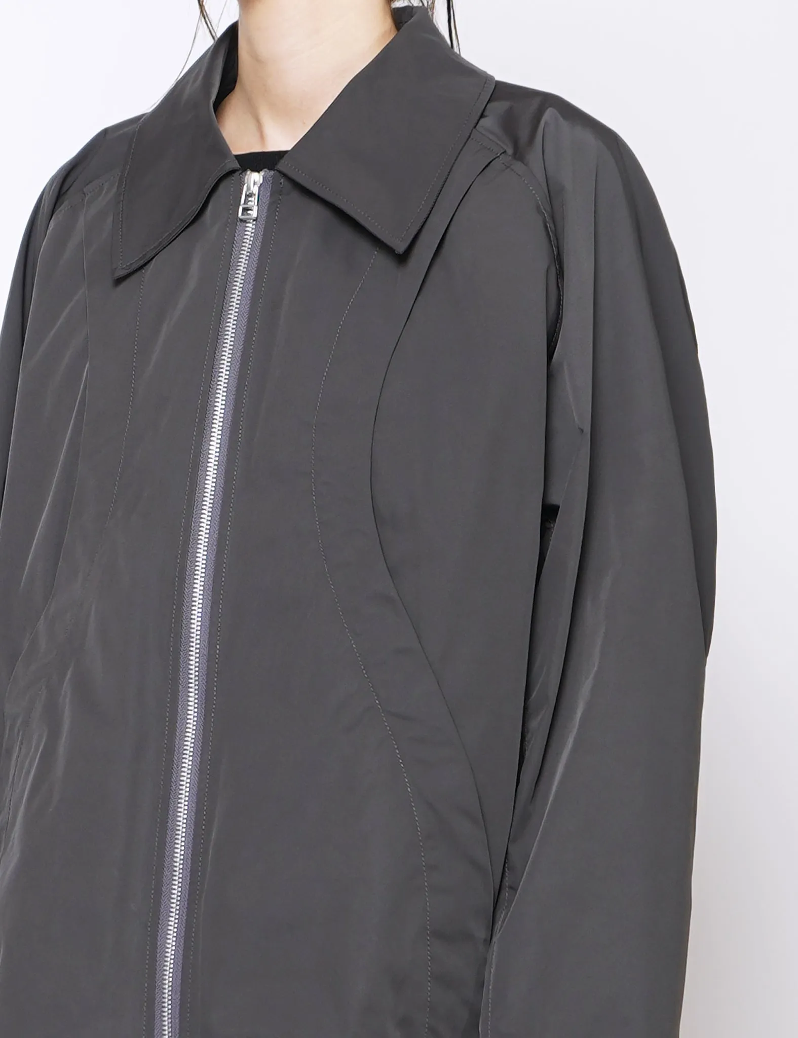 CHARCOAL CROPPED ZIP-UP JACKET