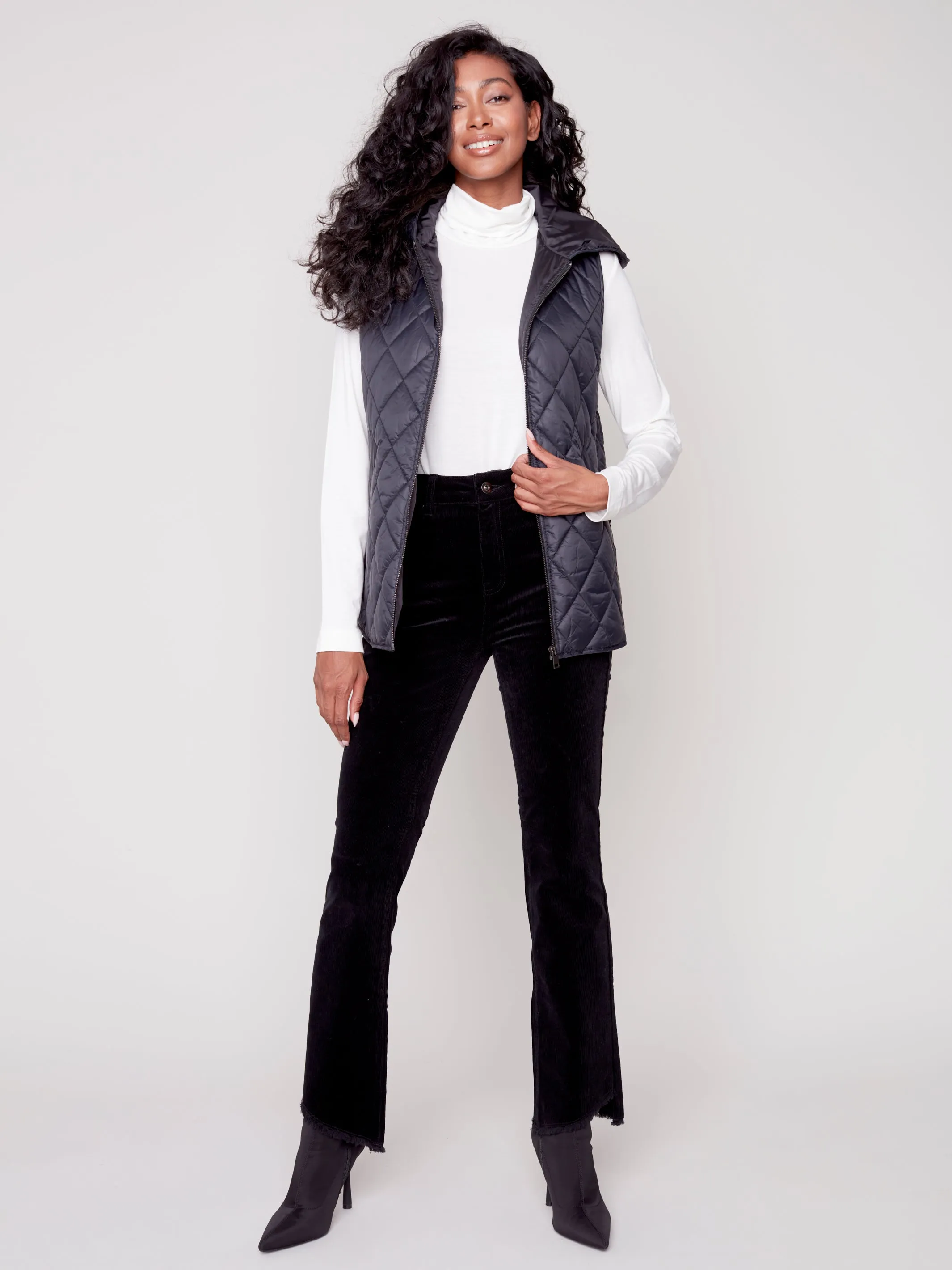 Charlie B Fall 2023-C5429-660B-Corduroy Pant-Black