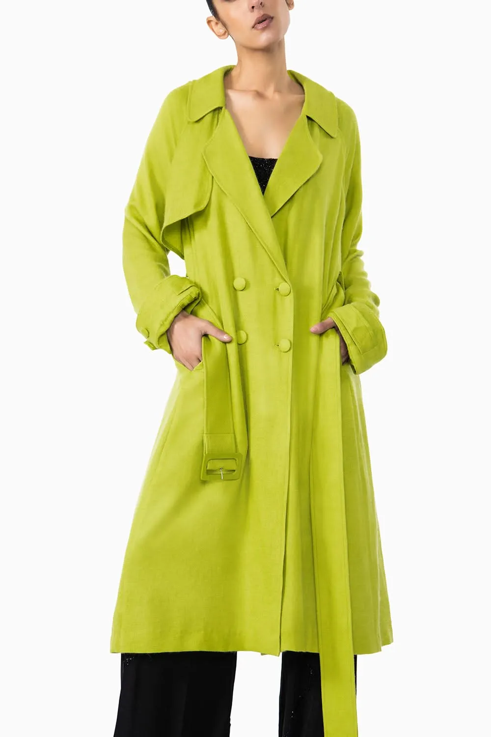 Chartreuse Pashmina Trench Coat