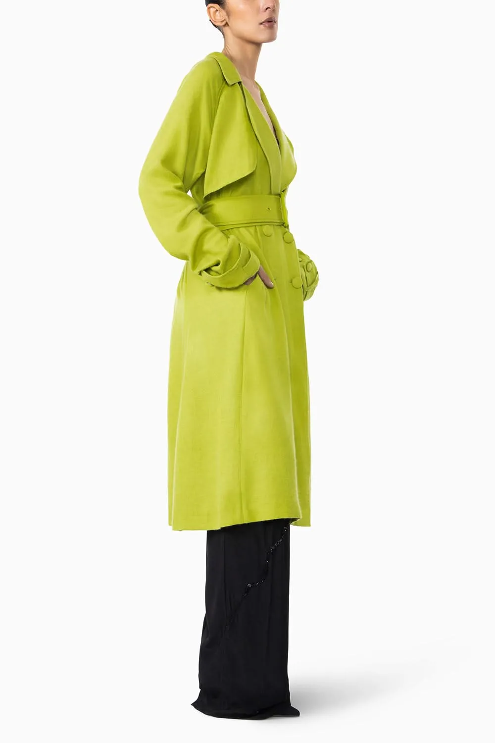 Chartreuse Pashmina Trench Coat